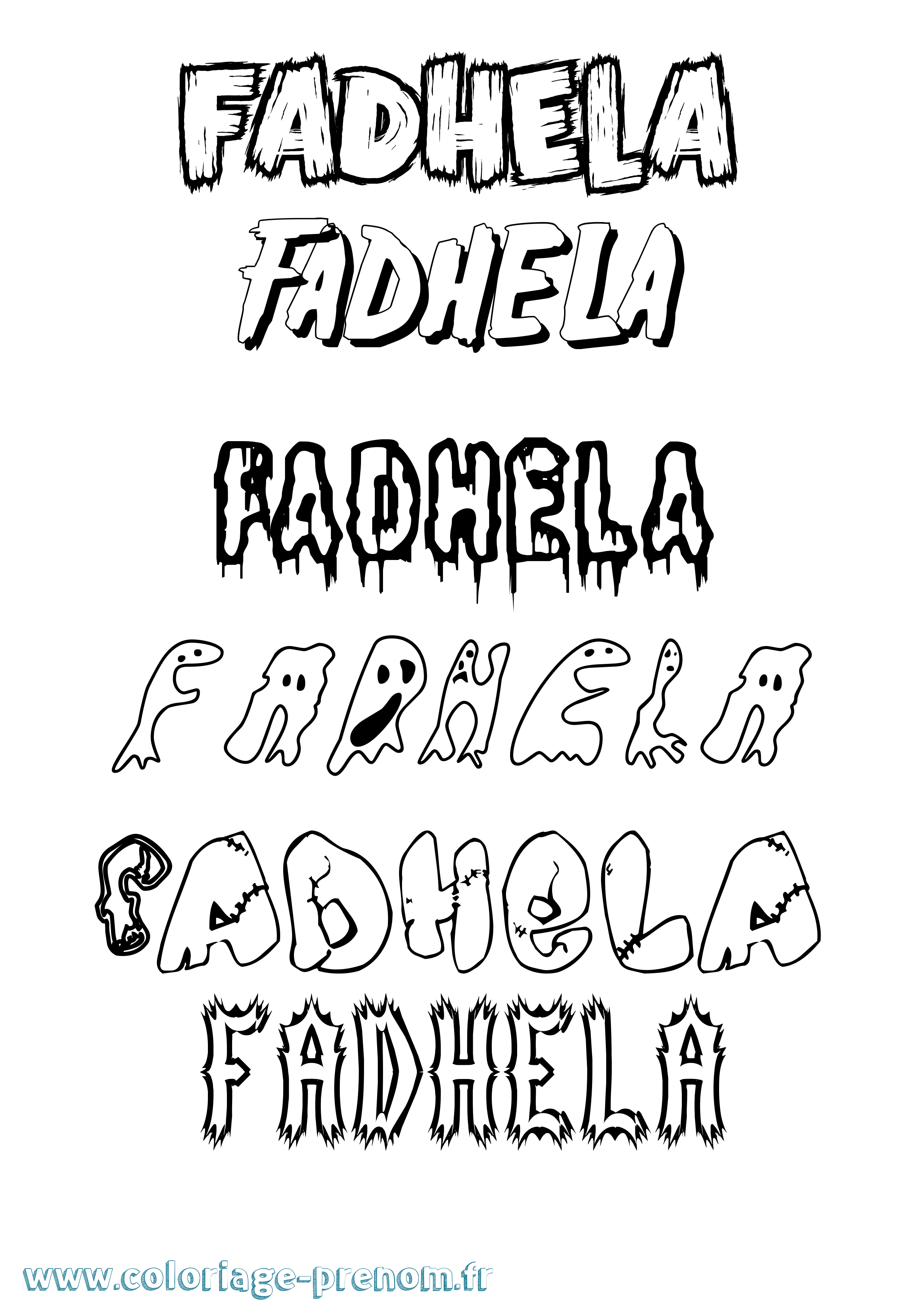 Coloriage Fadhela Frisson Coloriage prénom Fadhela Frisson