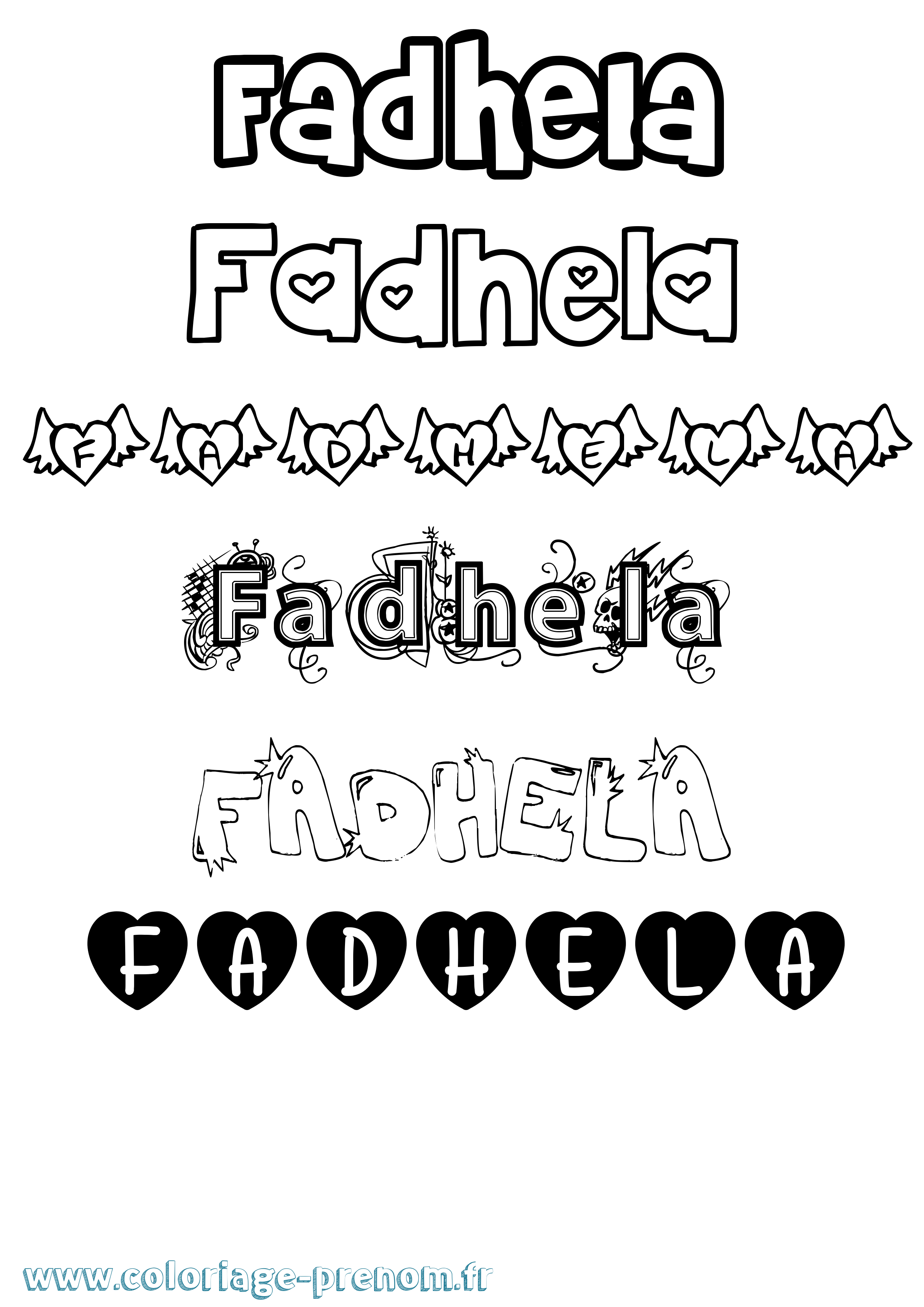 Coloriage Fadhela Girly Coloriage prénom Fadhela Girly