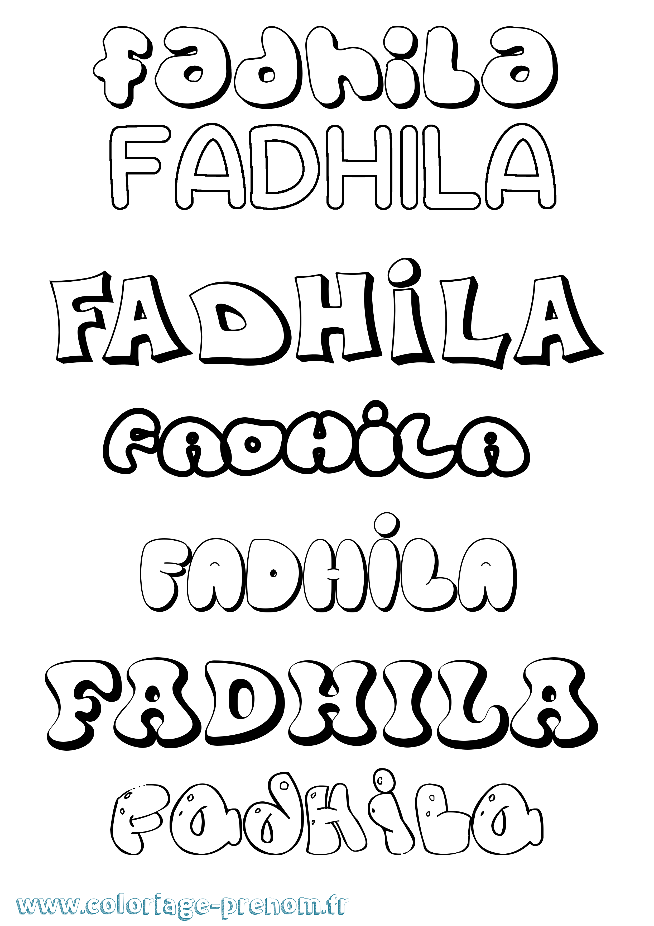 Coloriage Fadhila Bubble Coloriage prénom Fadhila Bubble