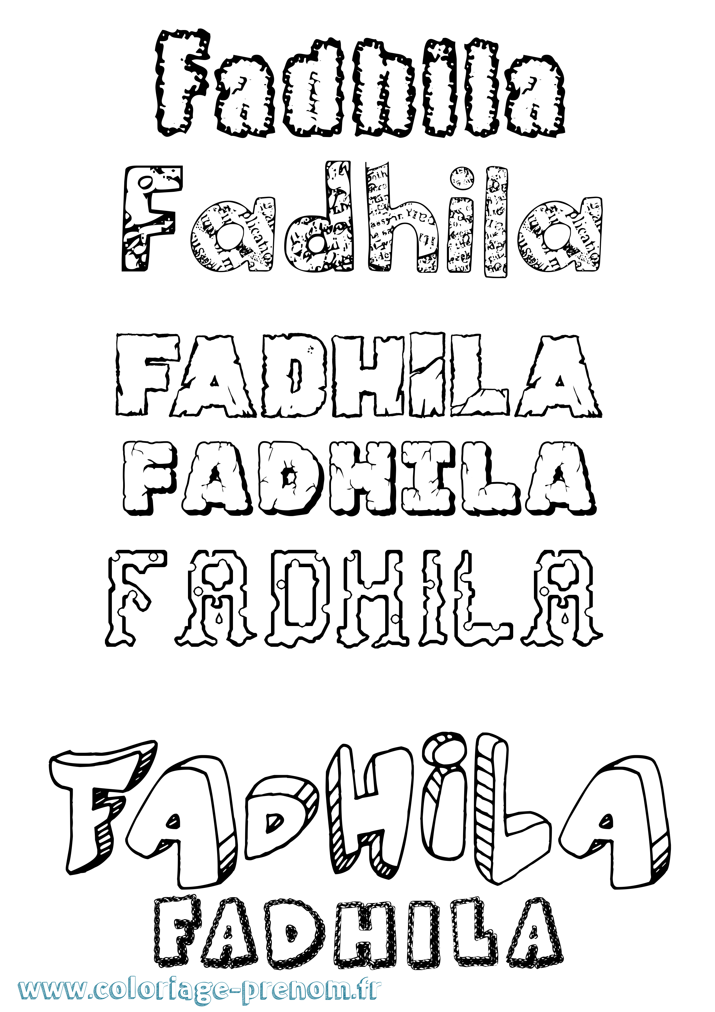 Coloriage Fadhila Destructuré Coloriage prénom Fadhila Destructuré