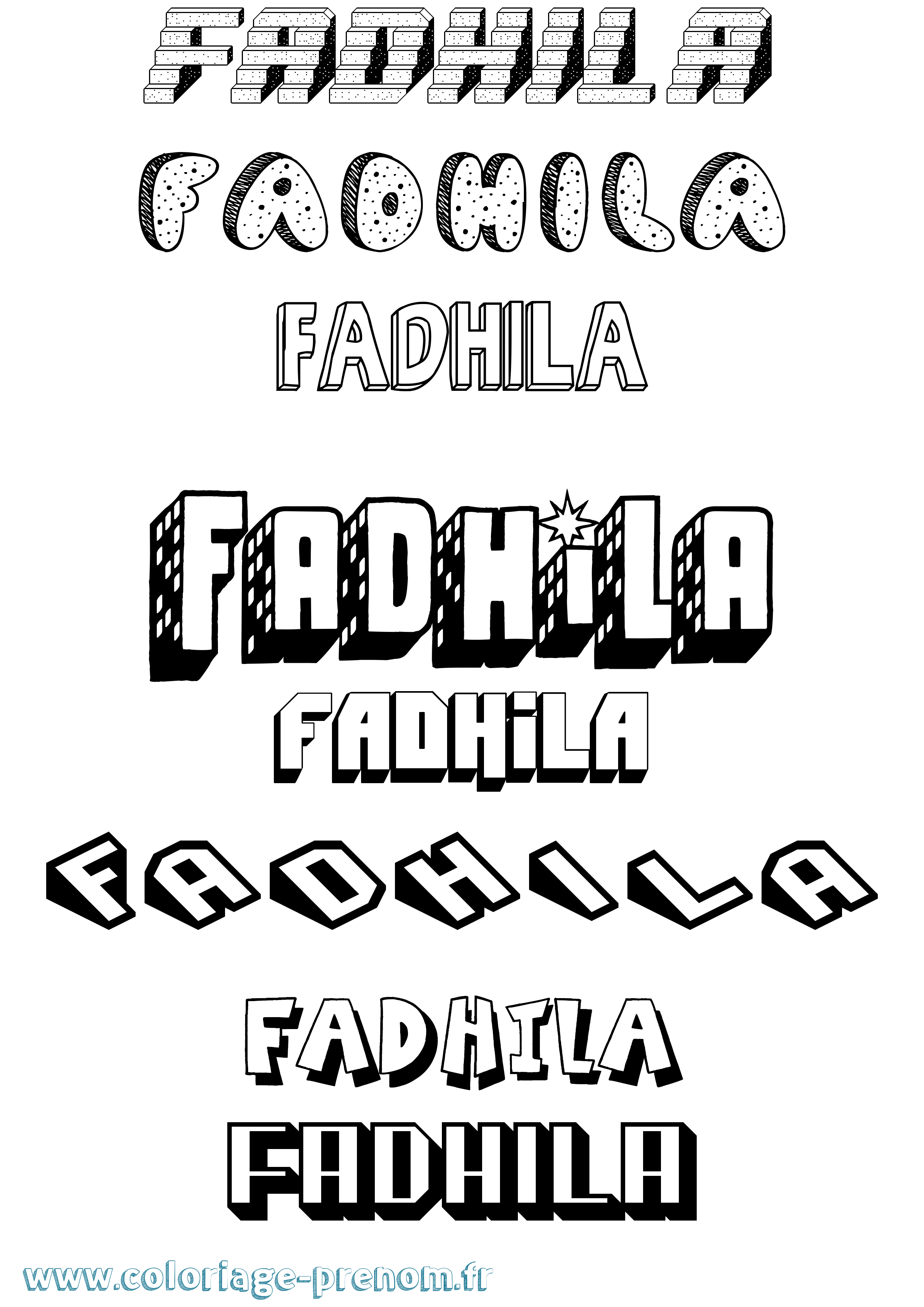Coloriage Fadhila Effet 3D Coloriage prénom Fadhila Effet 3D