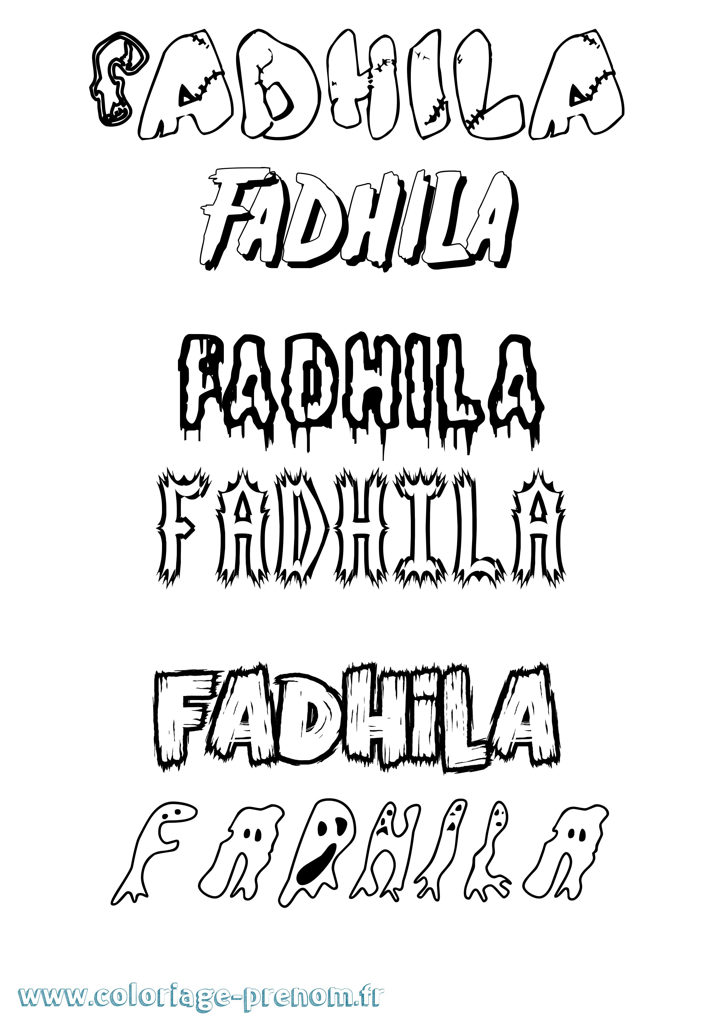 Coloriage Fadhila Frisson Coloriage prénom Fadhila Frisson