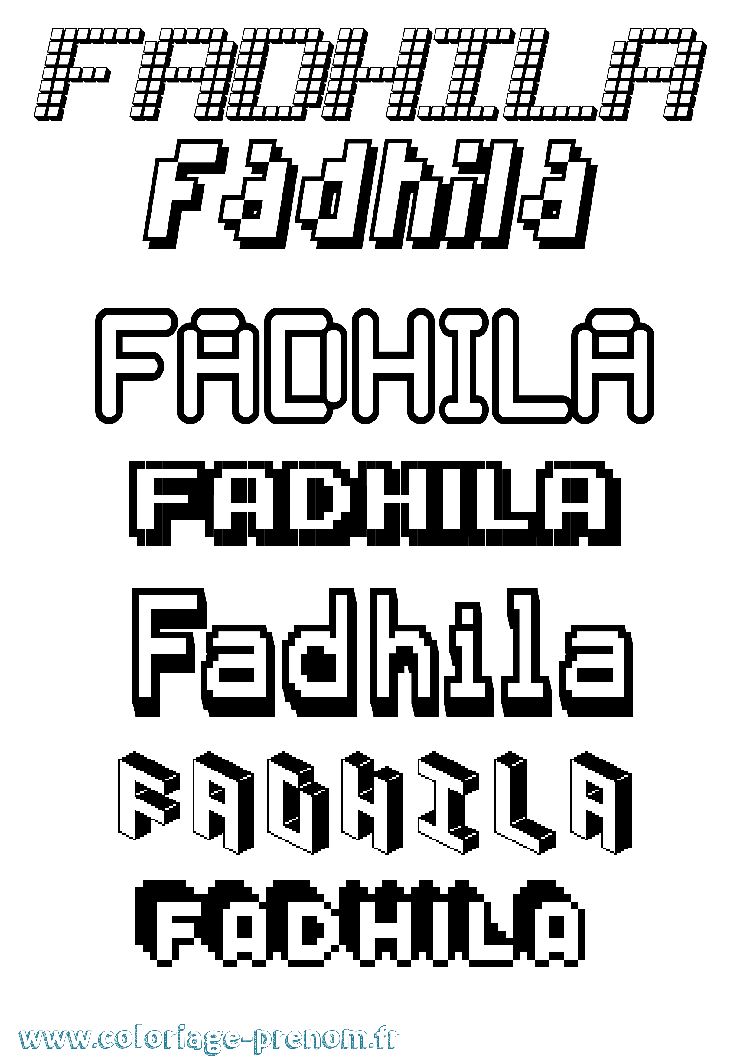 Coloriage Fadhila Pixel Coloriage prénom Fadhila Pixel