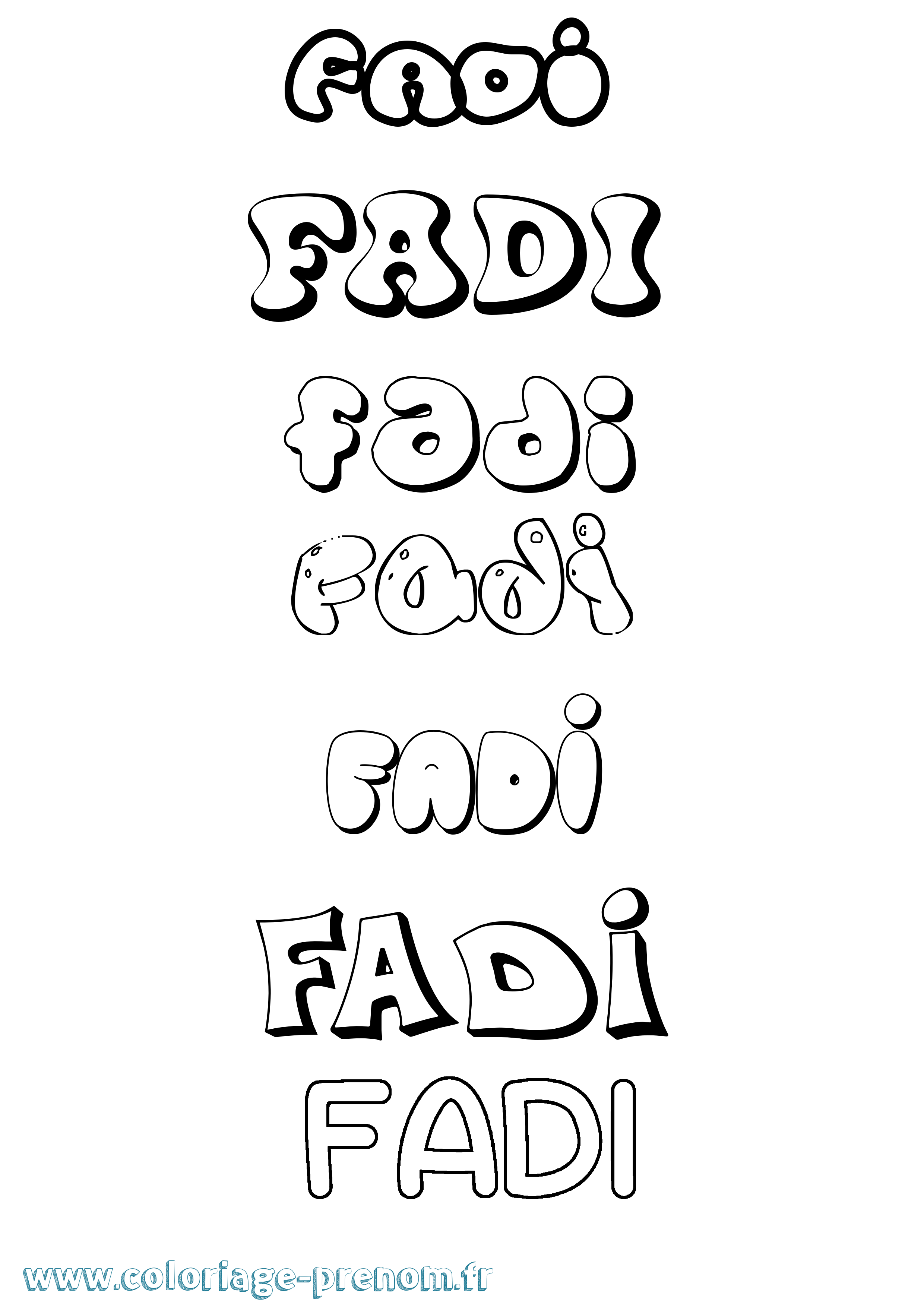Coloriage Fadi Bubble Coloriage prénom Fadi Bubble