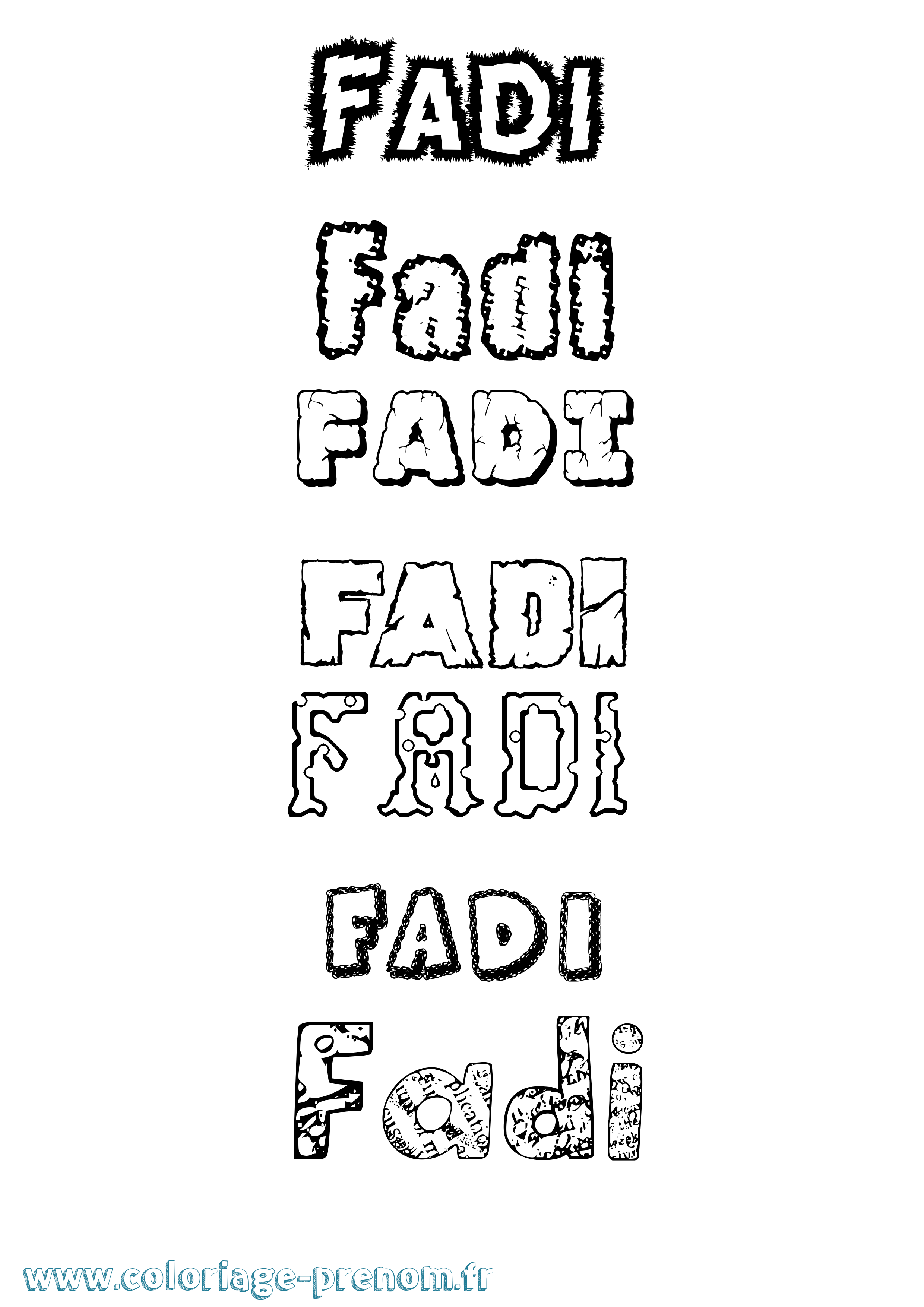 Coloriage prénom Fadi Destructuré