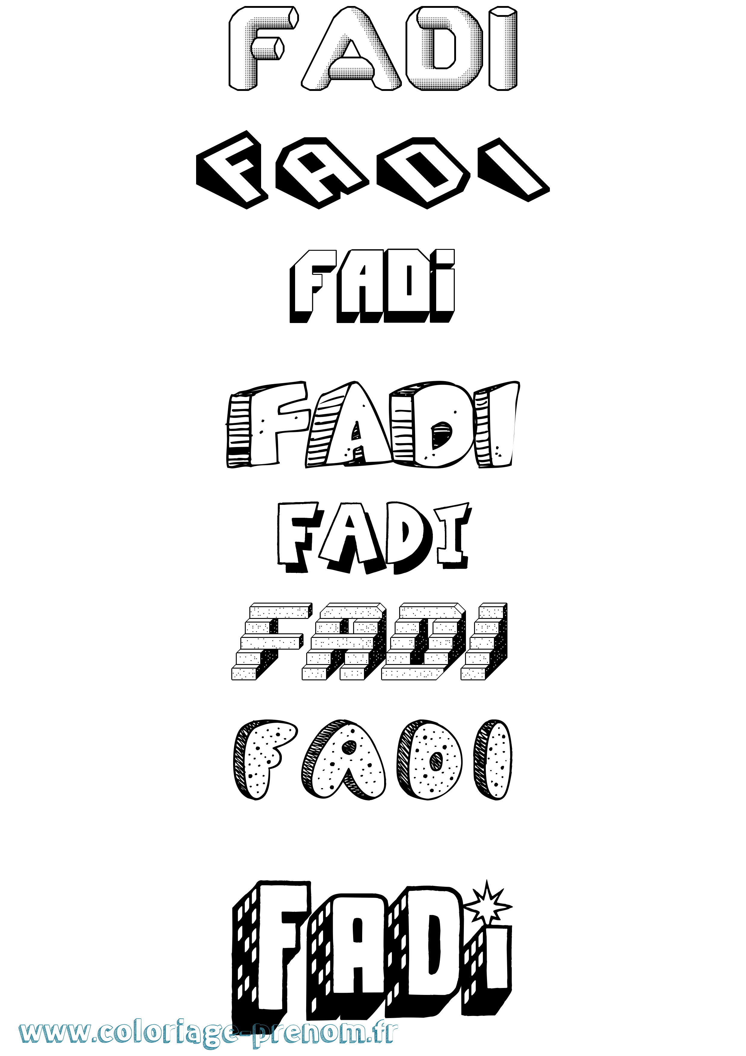 Coloriage Fadi Effet 3D Coloriage prénom Fadi Effet 3D
