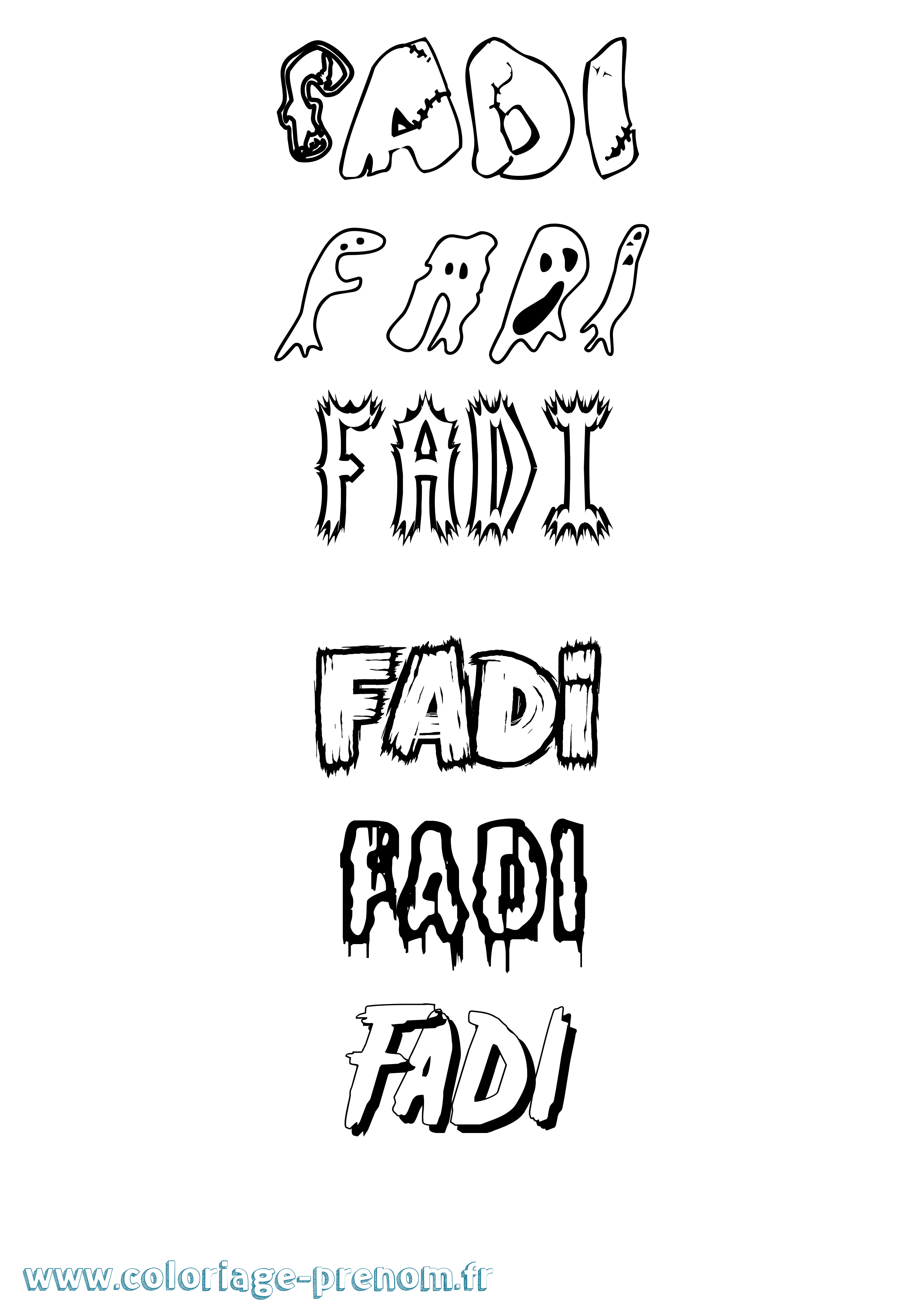 Coloriage Fadi Frisson Coloriage prénom Fadi Frisson