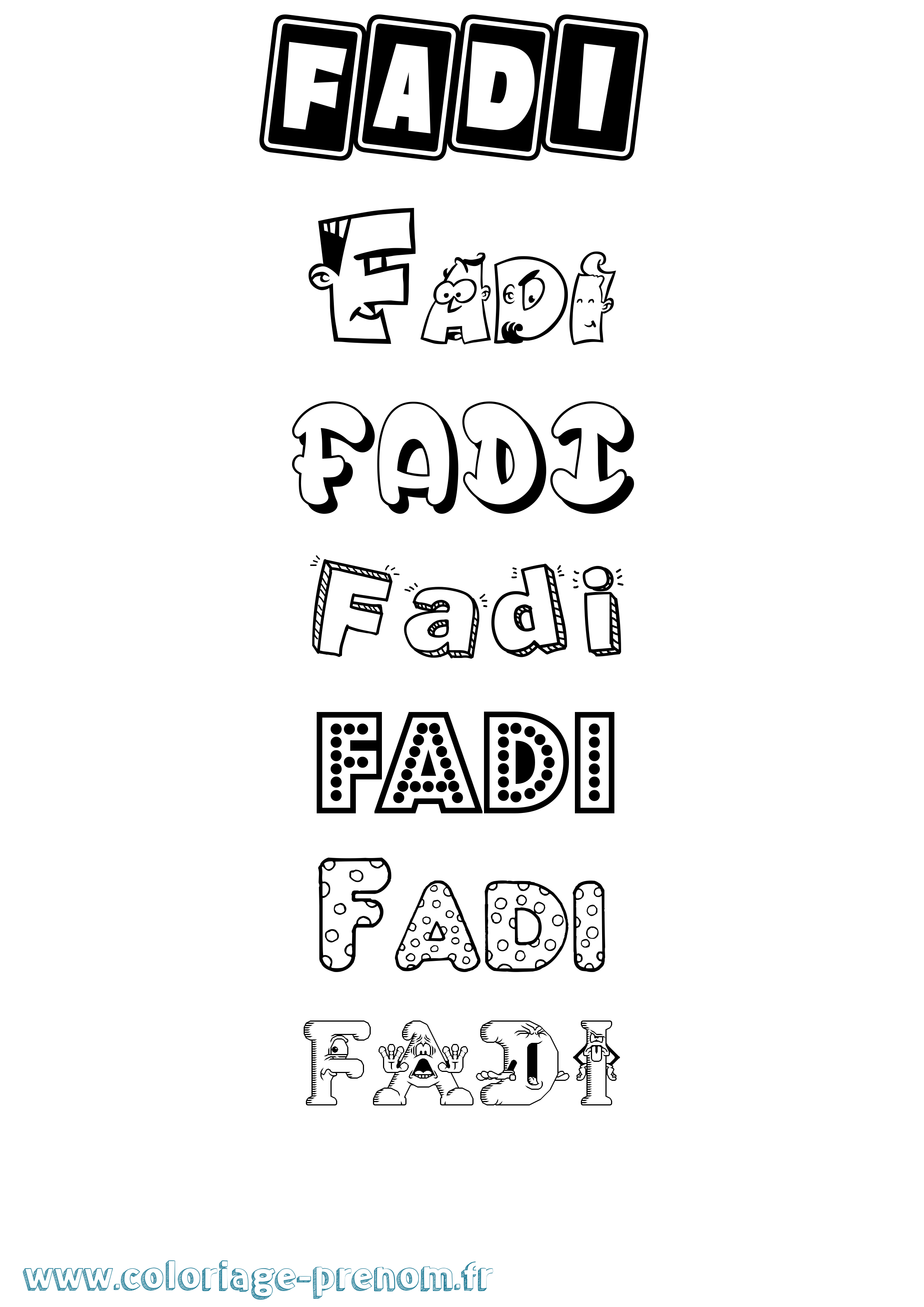 Coloriage prénom Fadi Fun