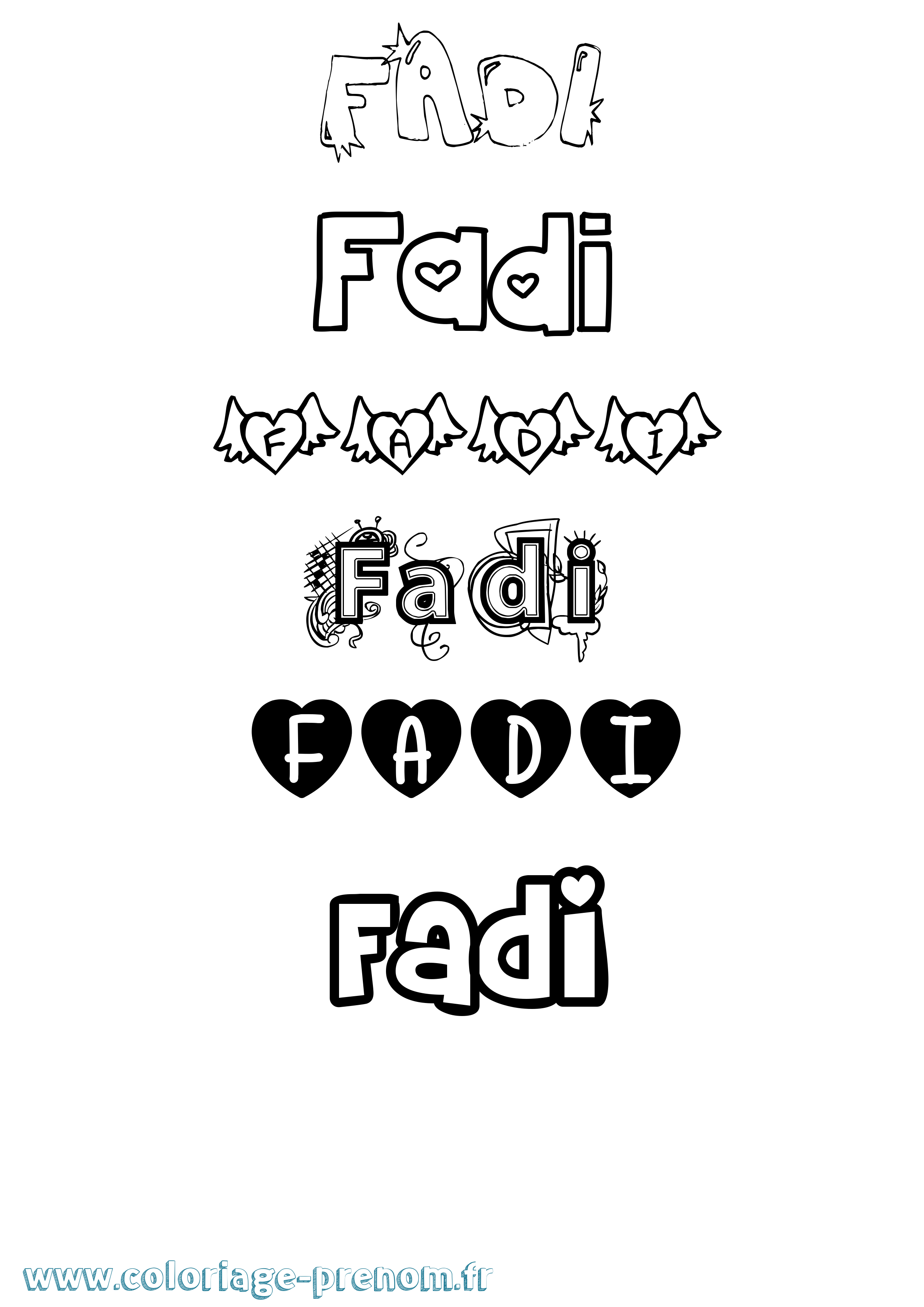 Coloriage prénom Fadi Girly
