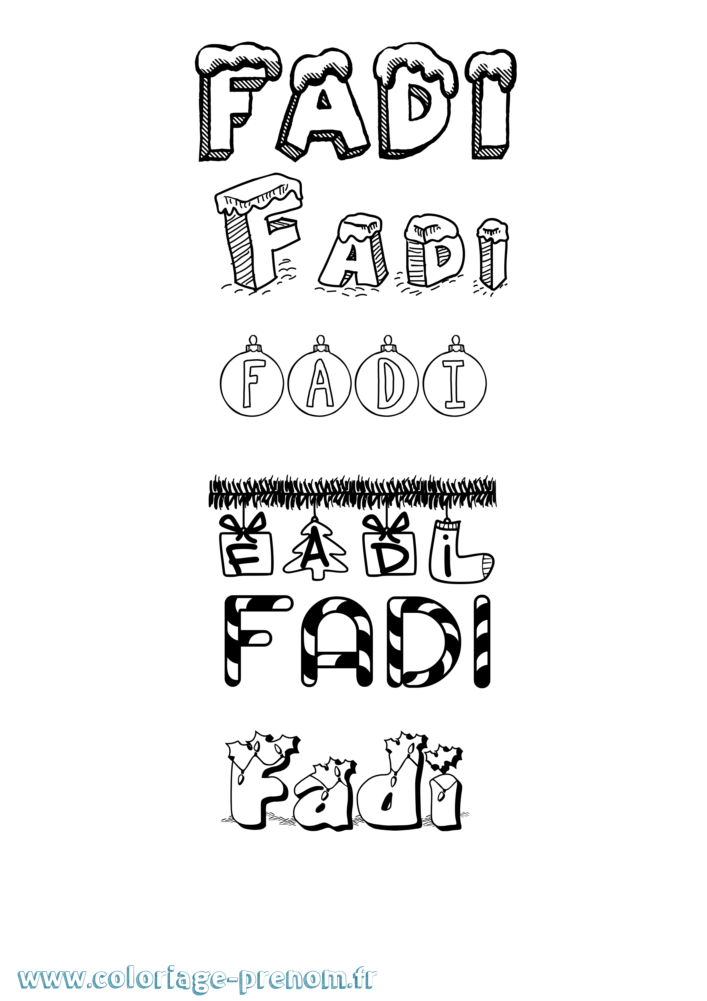 Coloriage Fadi Noël Coloriage prénom Fadi Noël