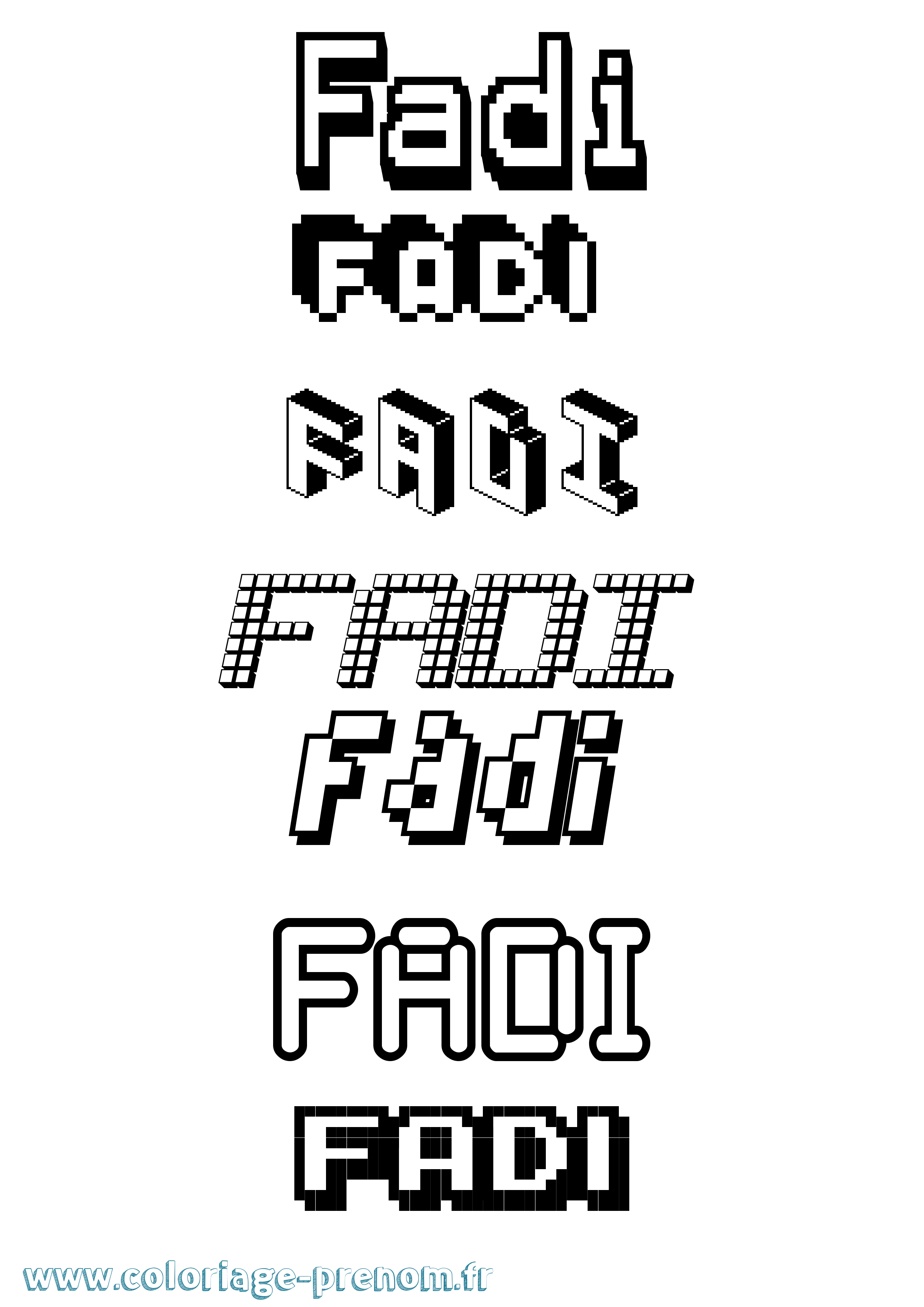 Coloriage prénom Fadi Pixel