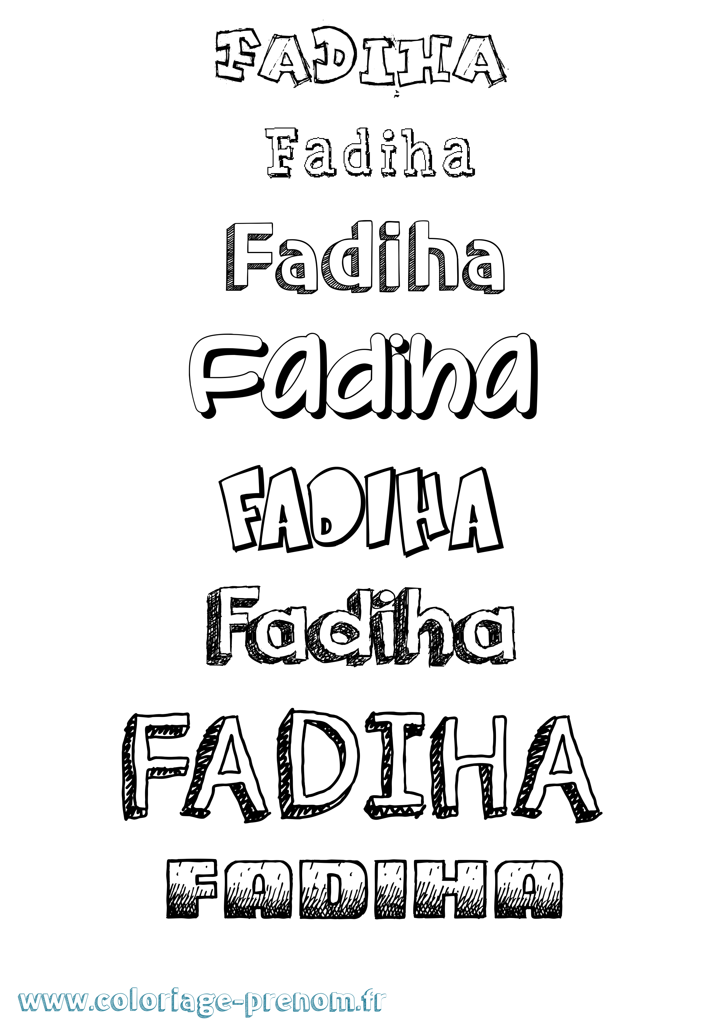 Coloriage prénom Fadiha Dessiné
