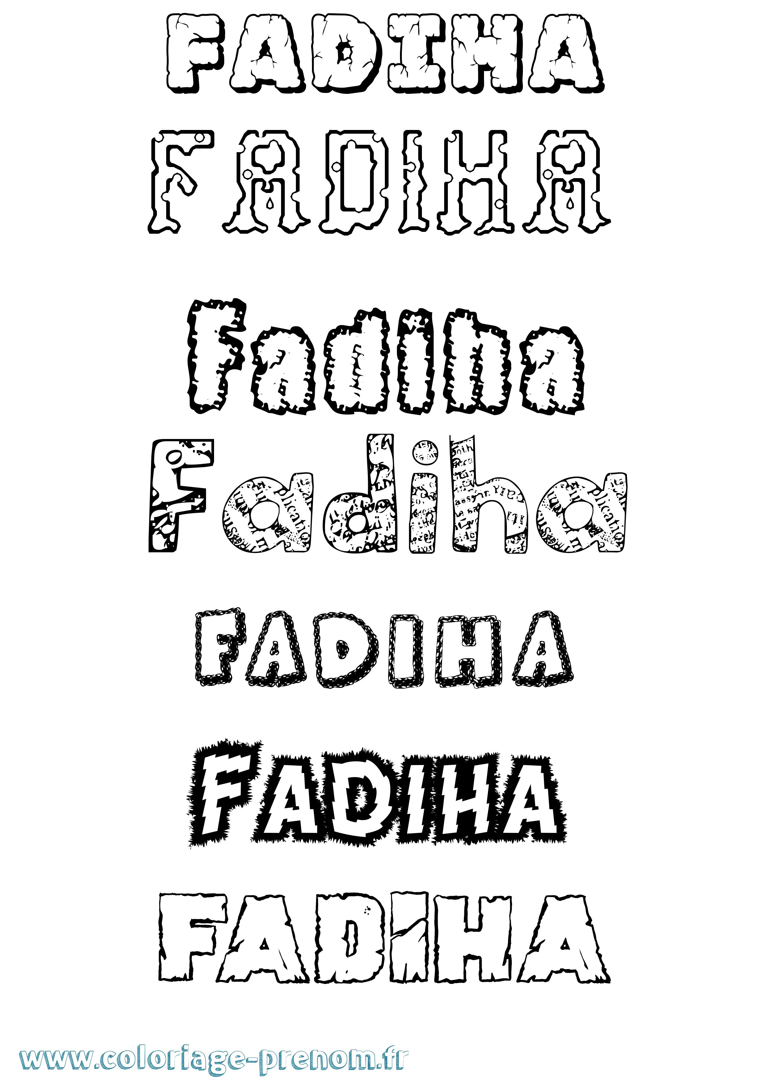 Coloriage prénom Fadiha Destructuré