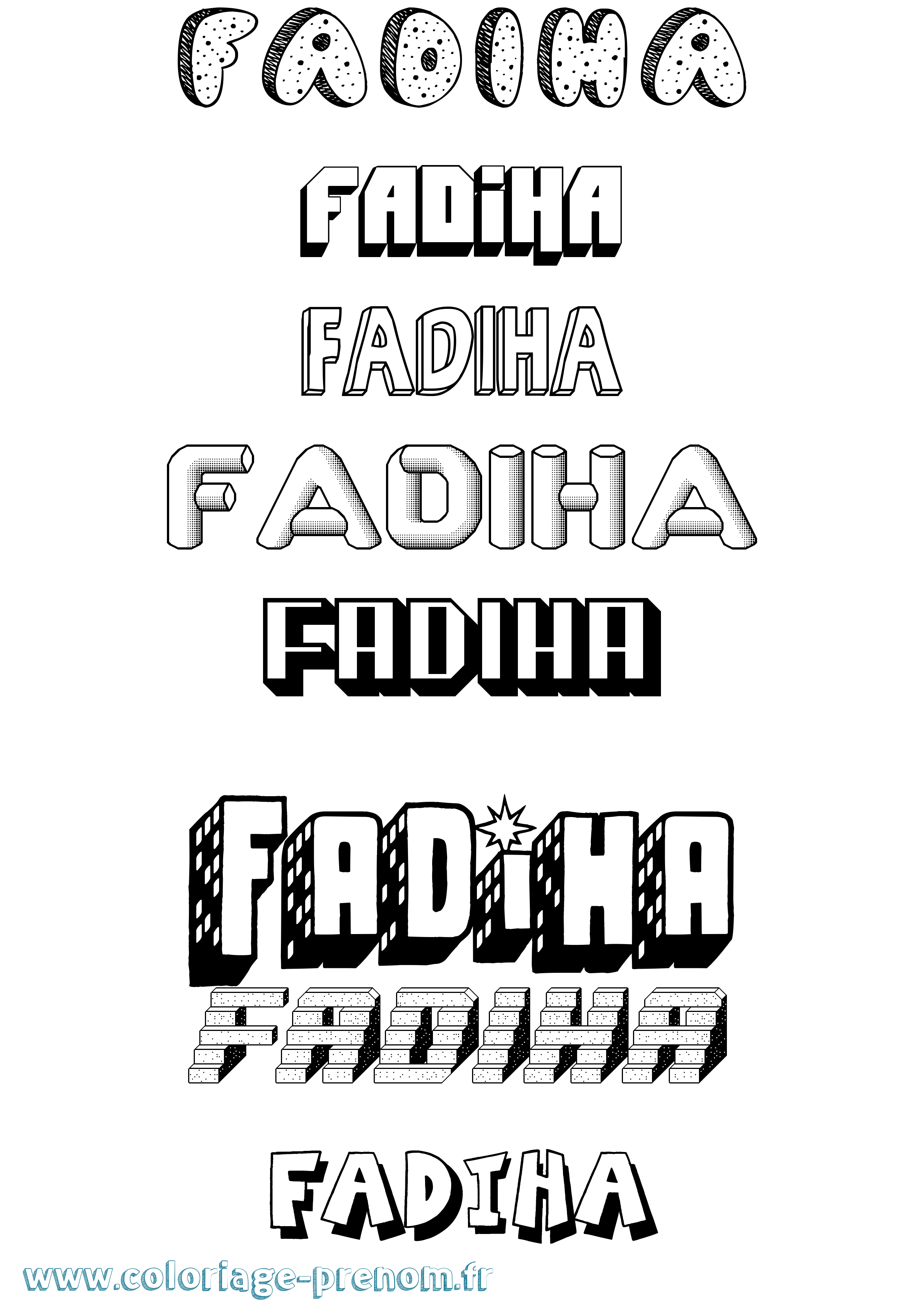 Coloriage prénom Fadiha Effet 3D