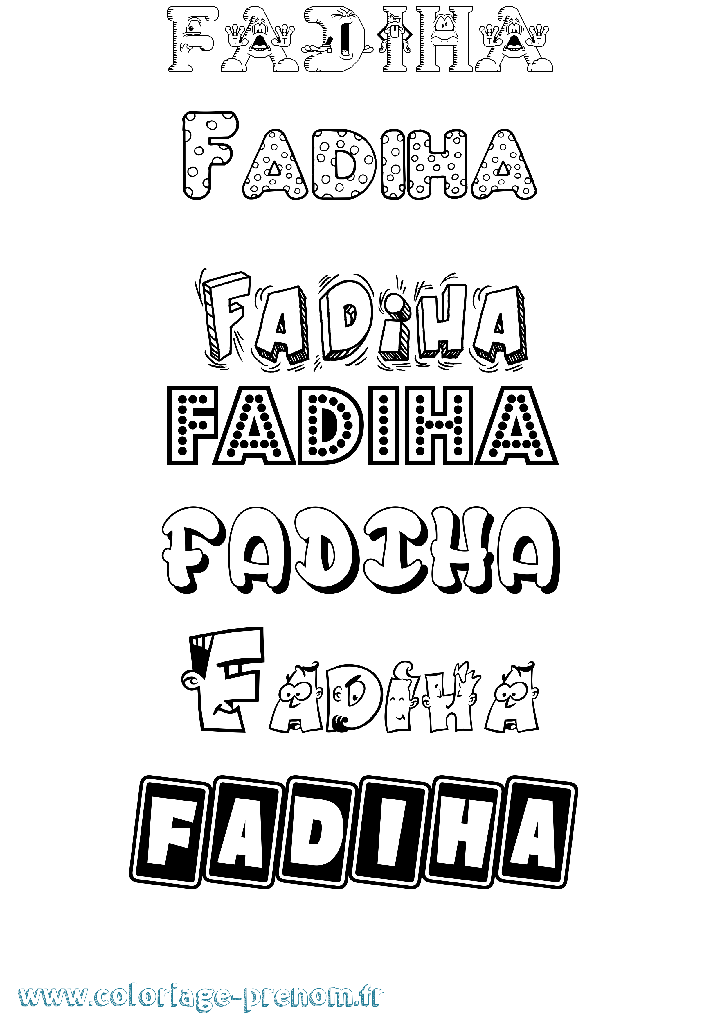 Coloriage prénom Fadiha Fun