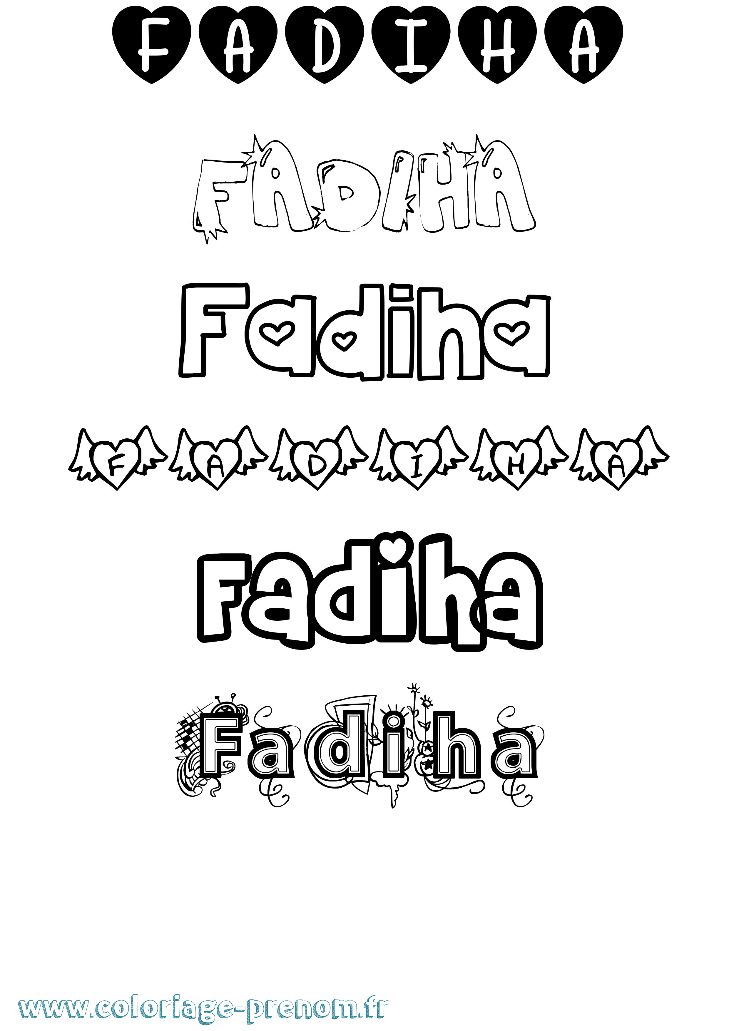 Coloriage prénom Fadiha Girly