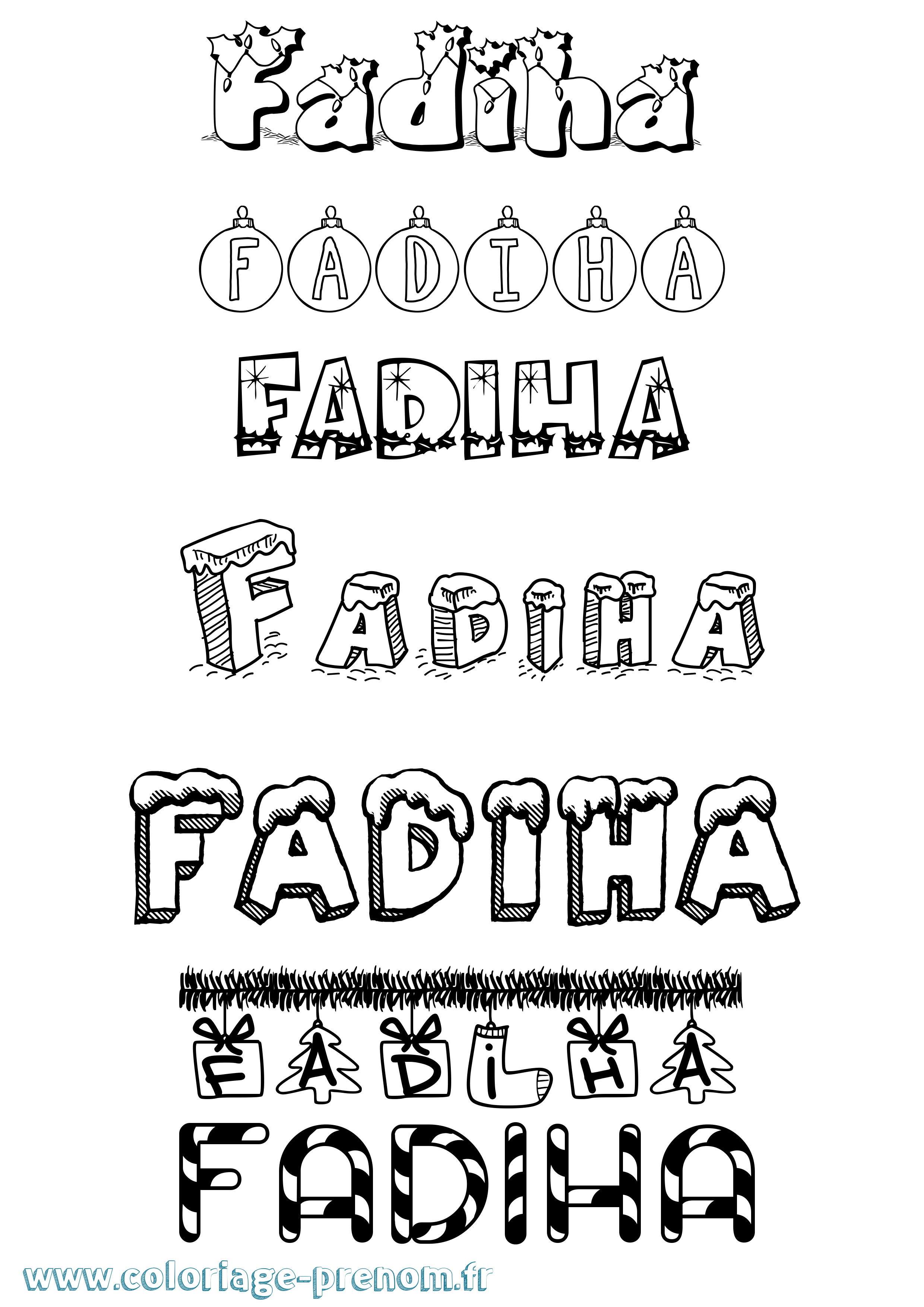 Coloriage prénom Fadiha Noël