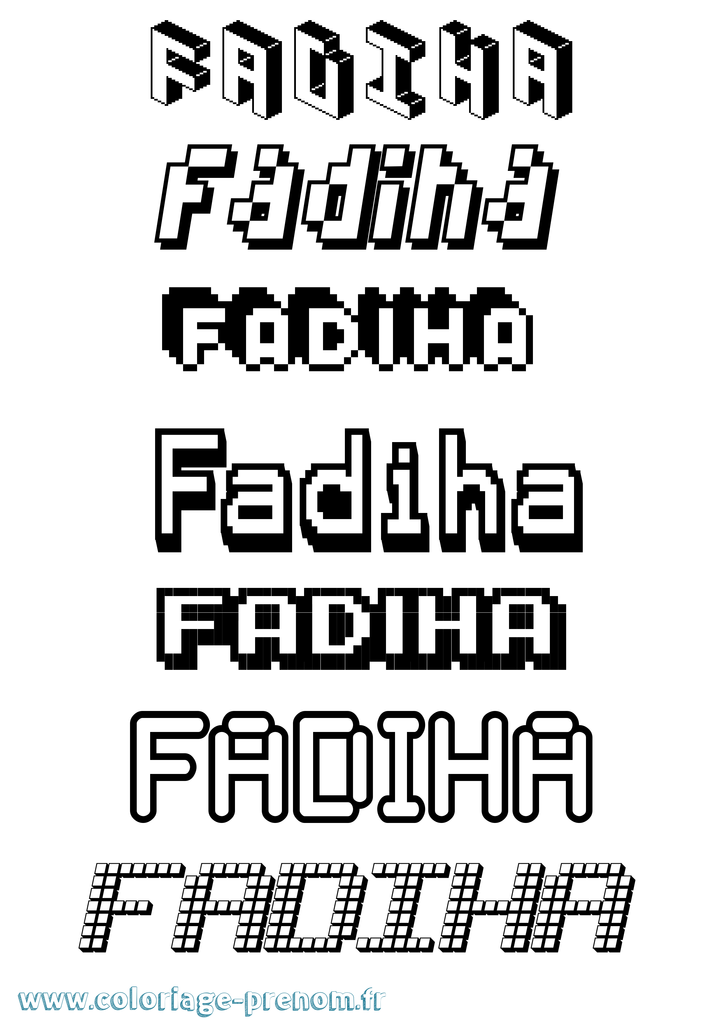 Coloriage prénom Fadiha Pixel
