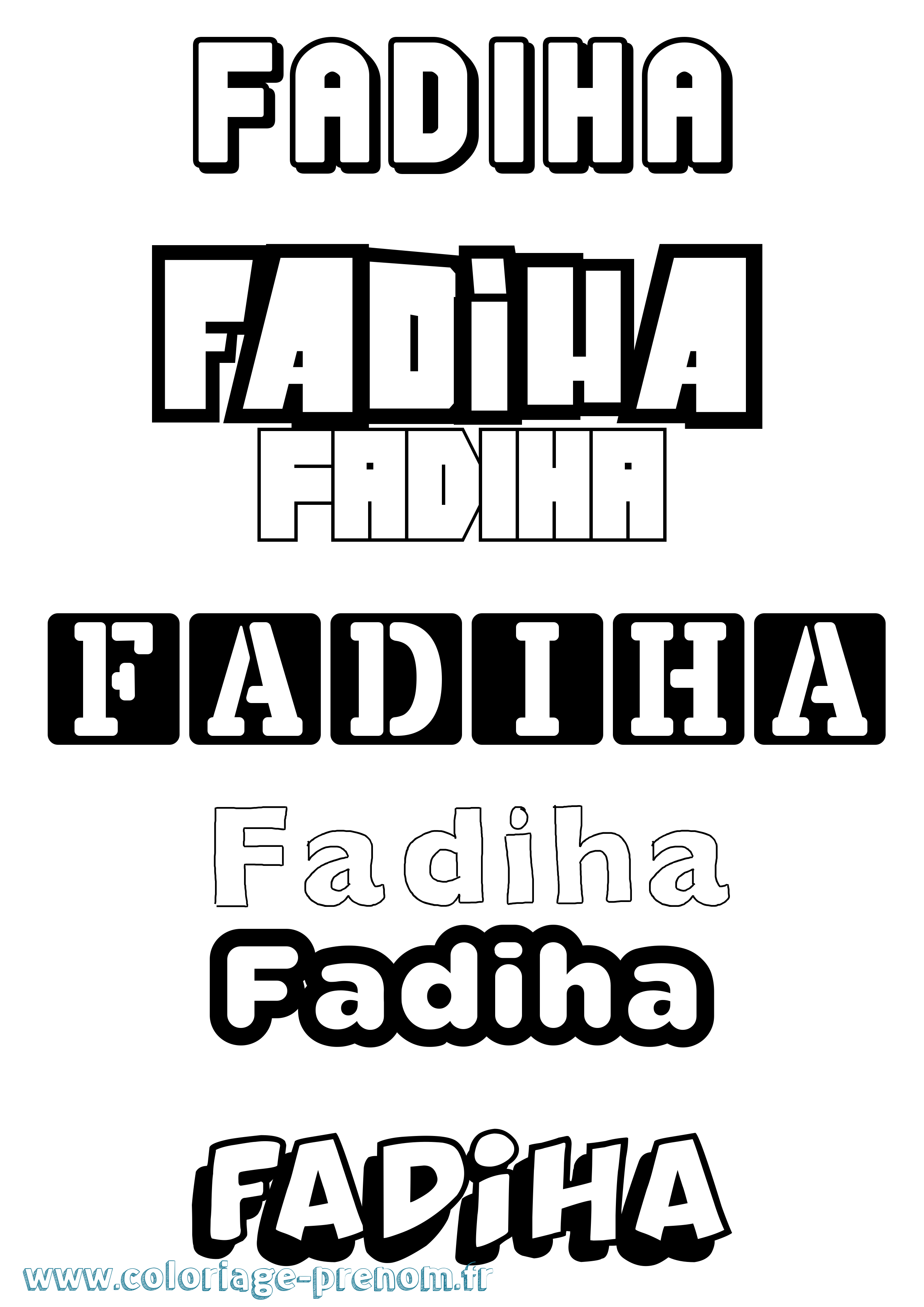 Coloriage prénom Fadiha Simple