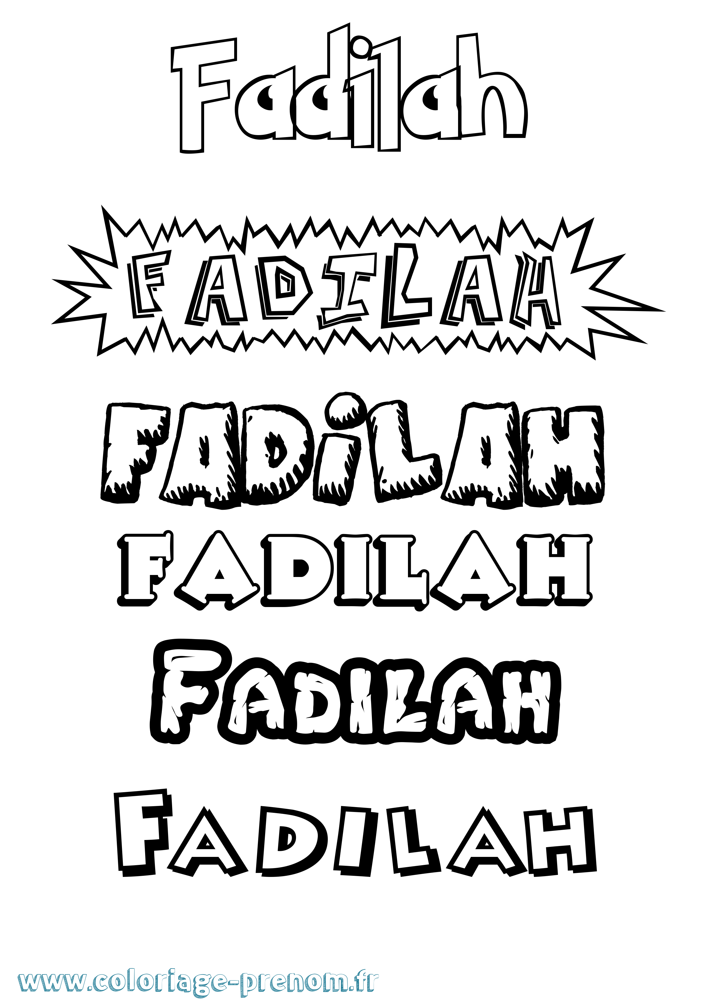 Coloriage prénom Fadilah Dessin Animé