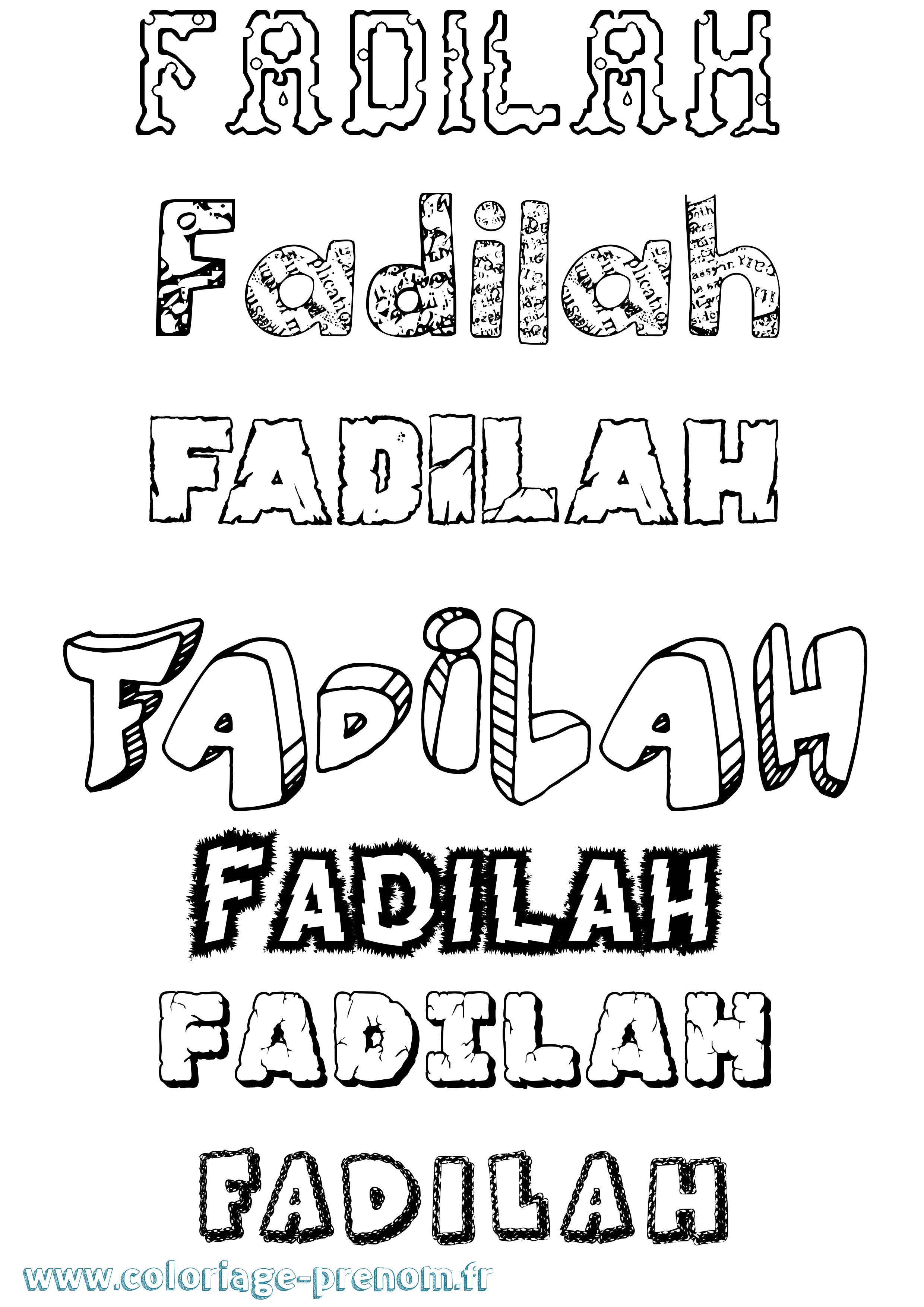 Coloriage prénom Fadilah Destructuré