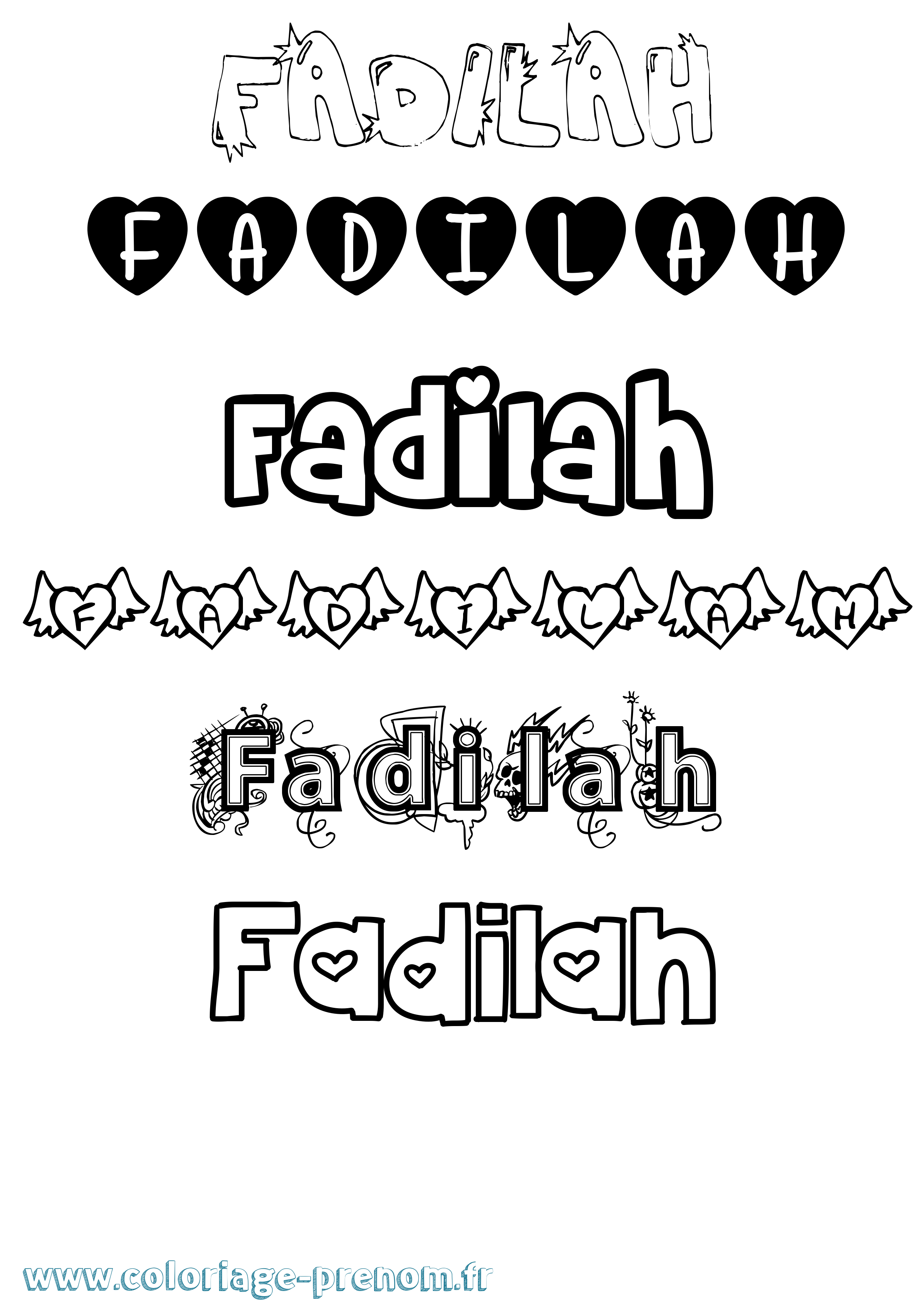 Coloriage prénom Fadilah Girly