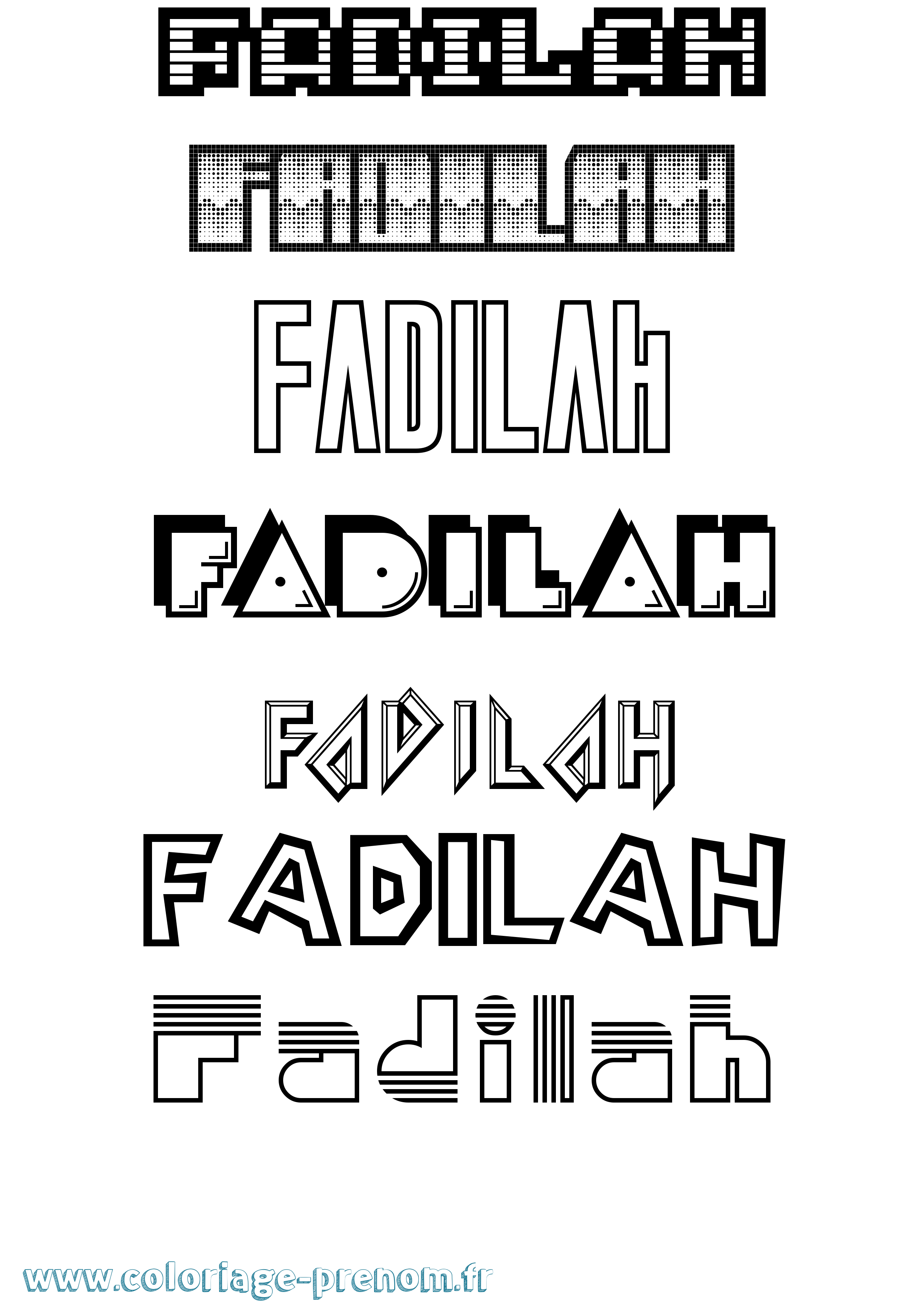 Coloriage prénom Fadilah Jeux Vidéos