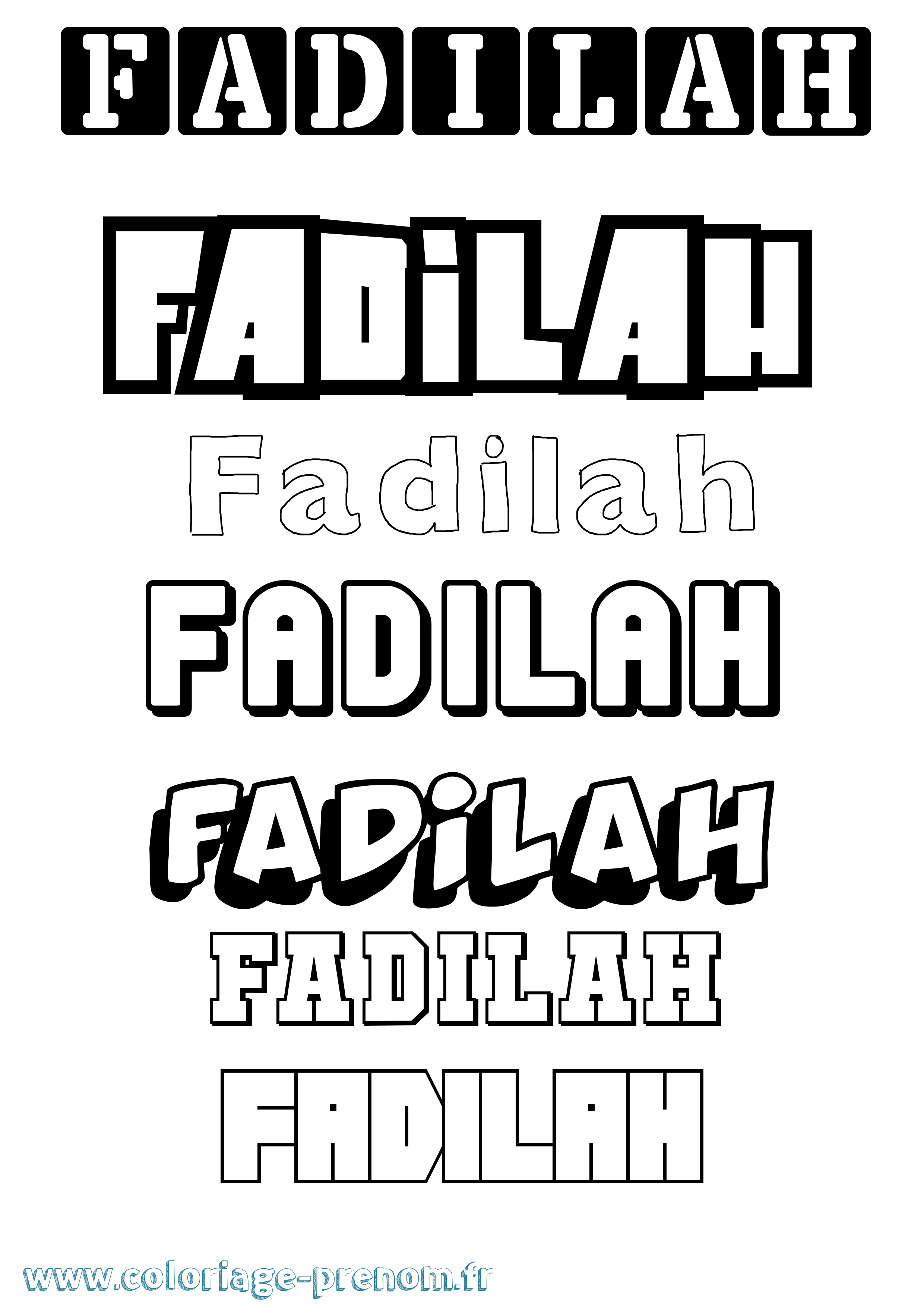 Coloriage prénom Fadilah Simple