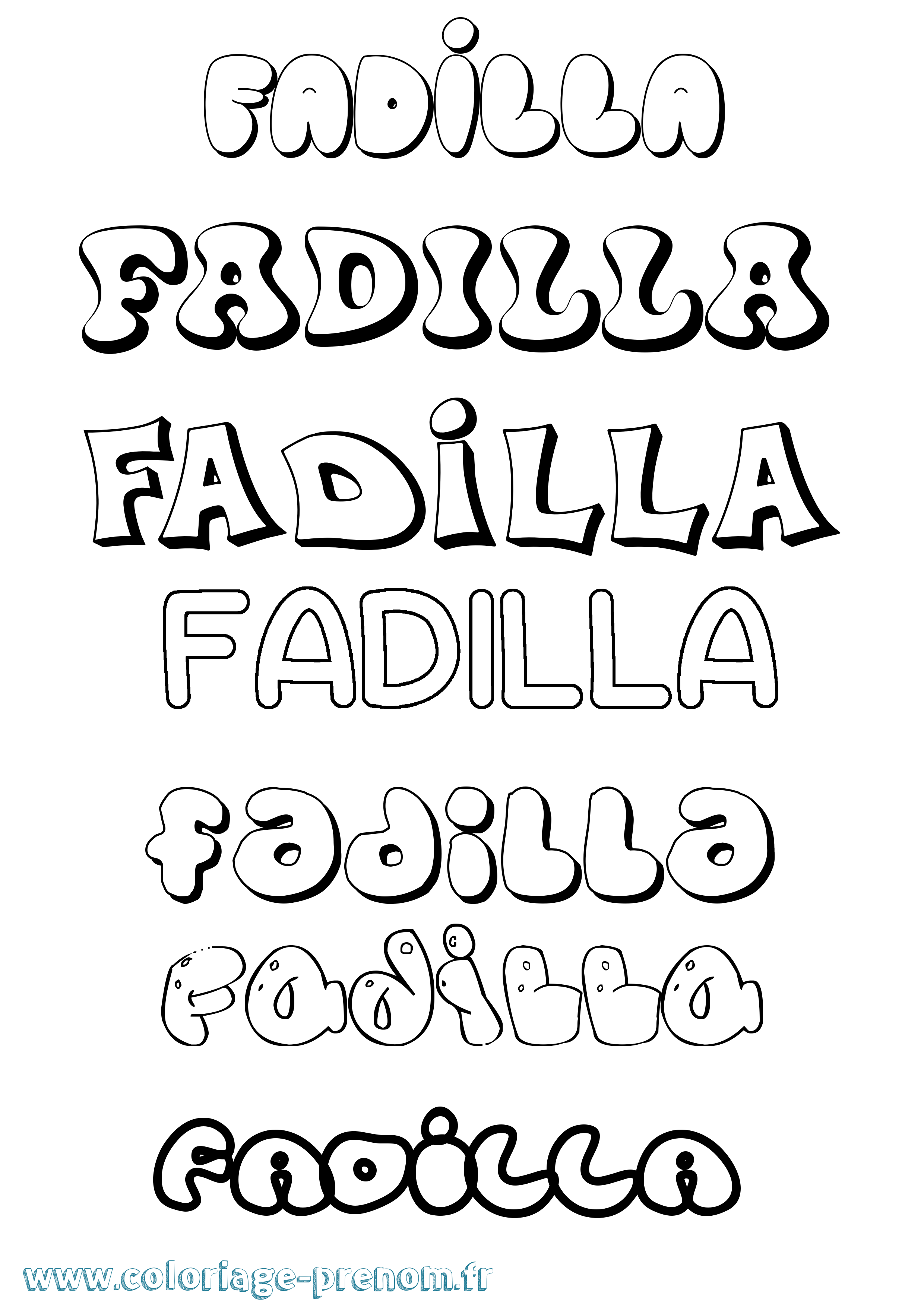 Coloriage Fadilla Bubble Coloriage prénom Fadilla Bubble