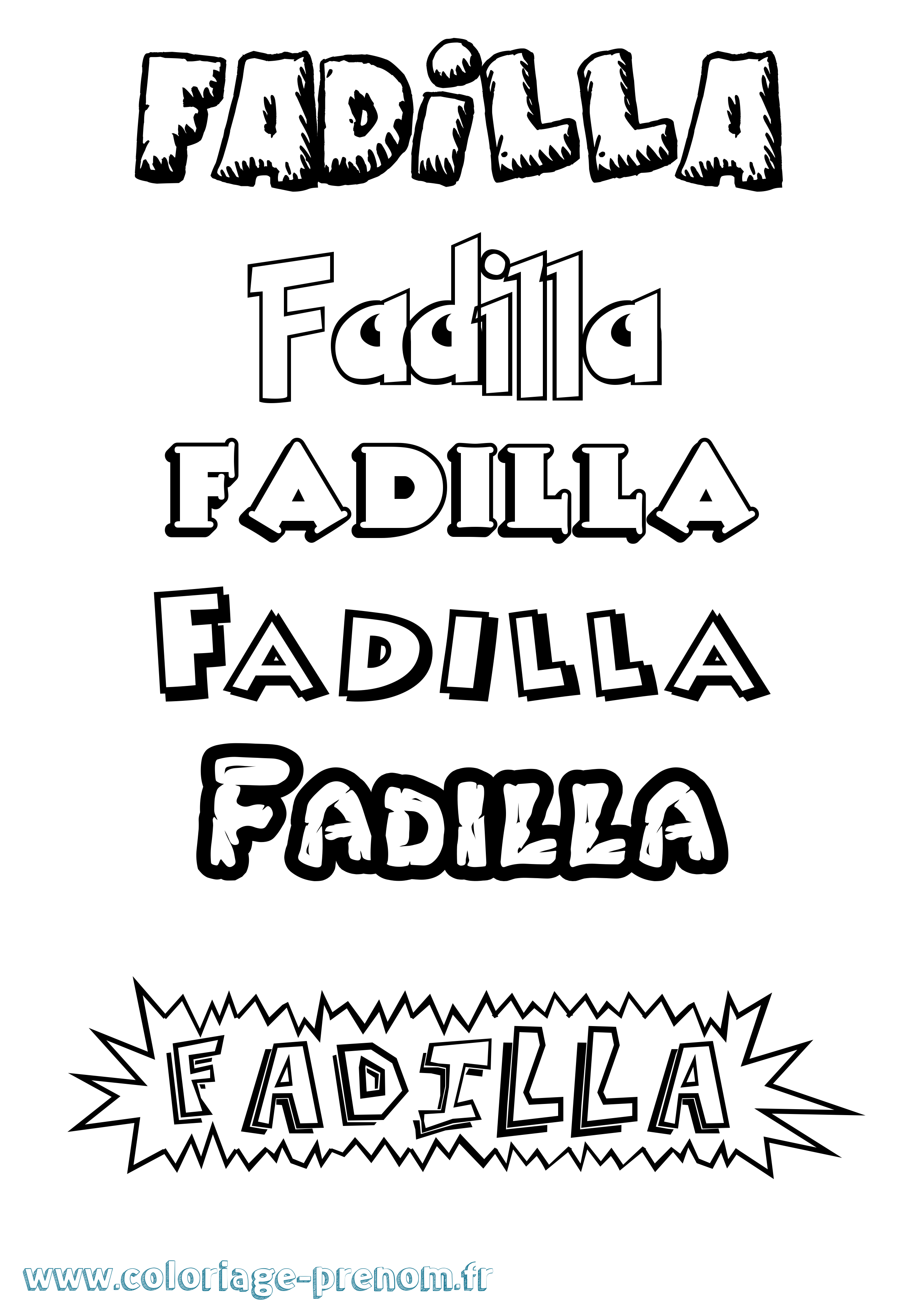 Coloriage Fadilla Dessin Animé Coloriage prénom Fadilla Dessin Animé