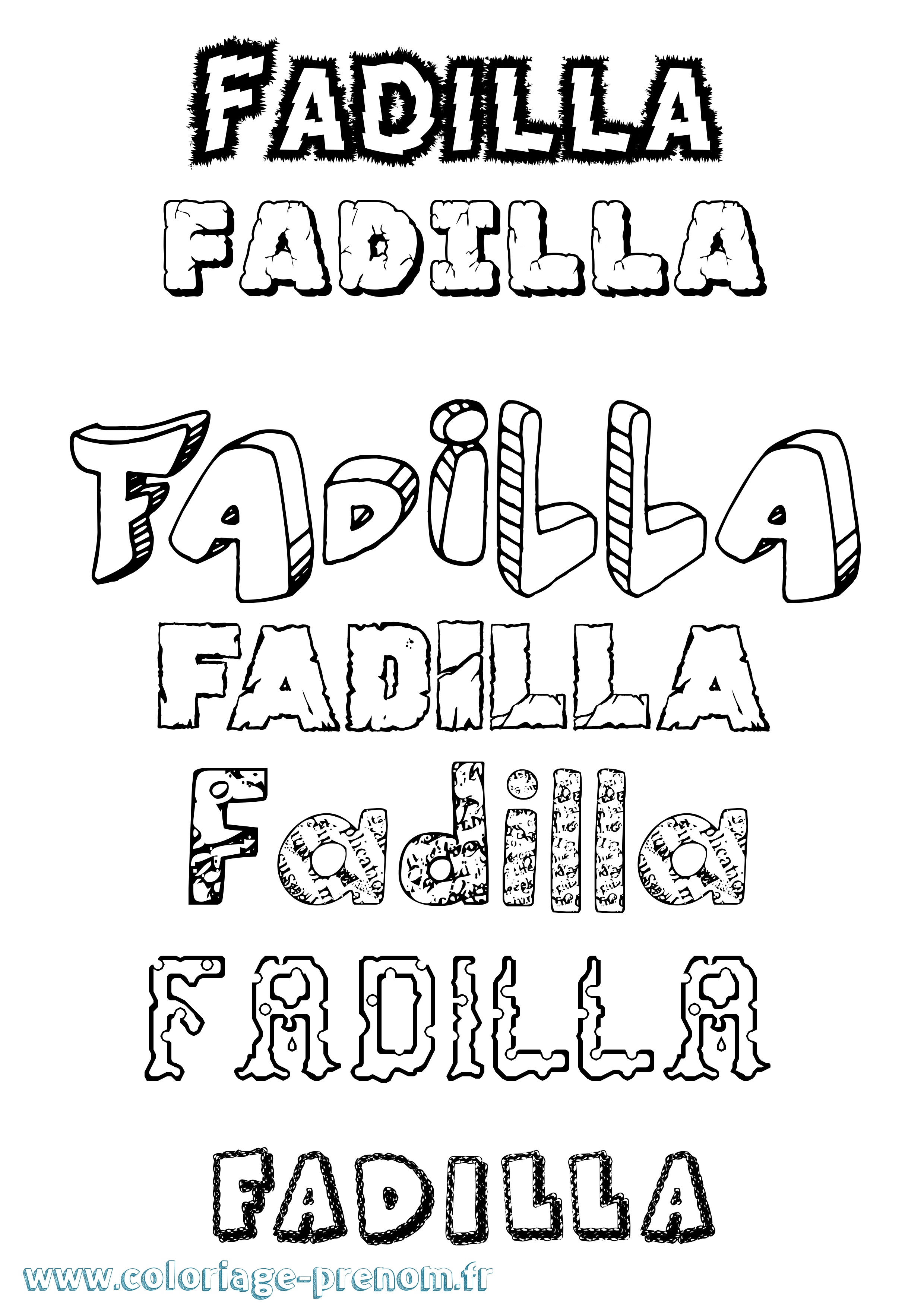 Coloriage Fadilla Destructuré Coloriage prénom Fadilla Destructuré