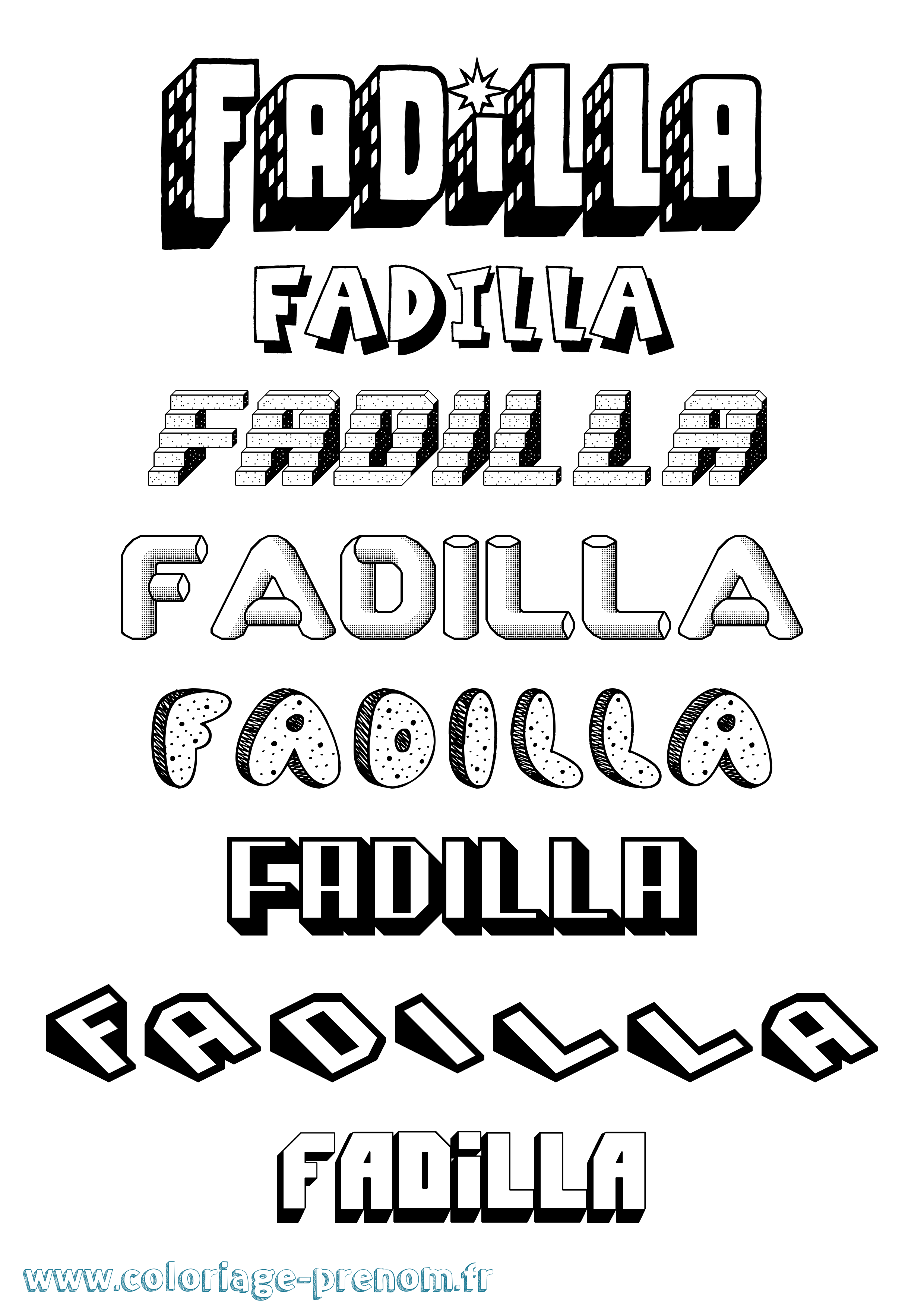 Coloriage Fadilla Effet 3D Coloriage prénom Fadilla Effet 3D
