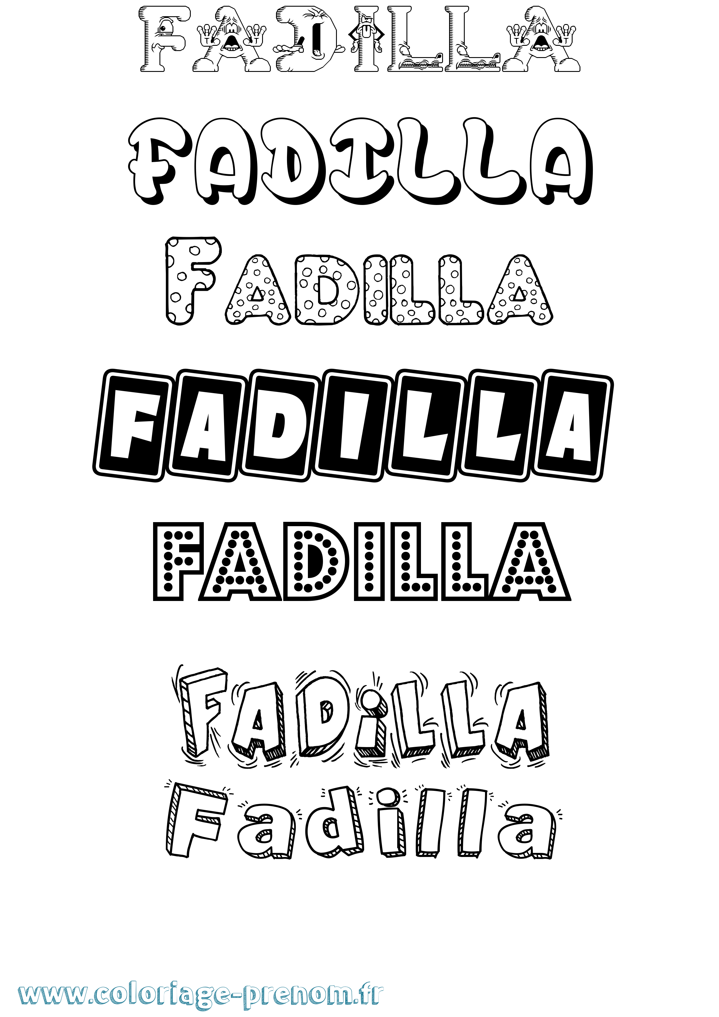 Coloriage Fadilla Fun Coloriage prénom Fadilla Fun