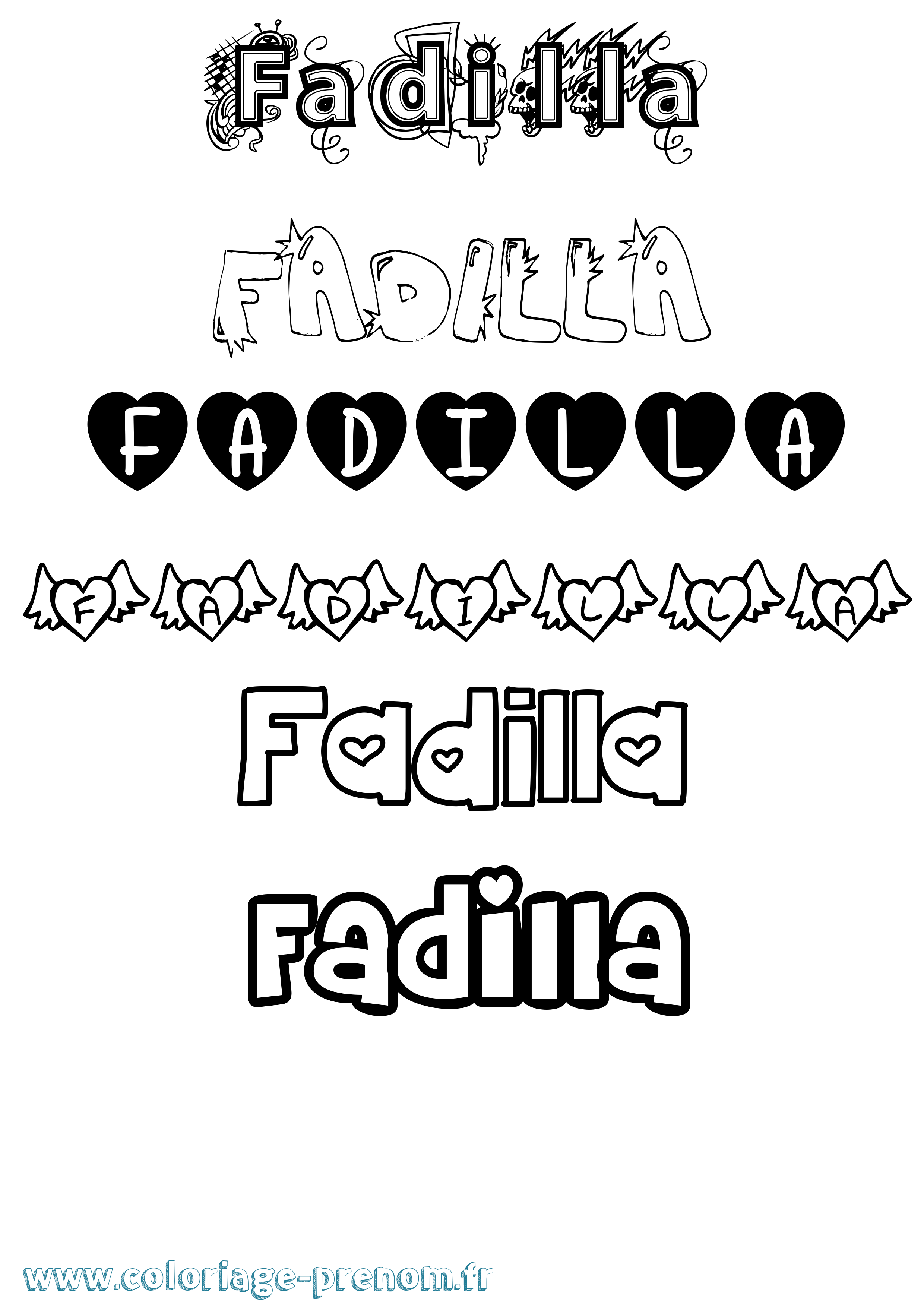 Coloriage Fadilla Girly Coloriage prénom Fadilla Girly