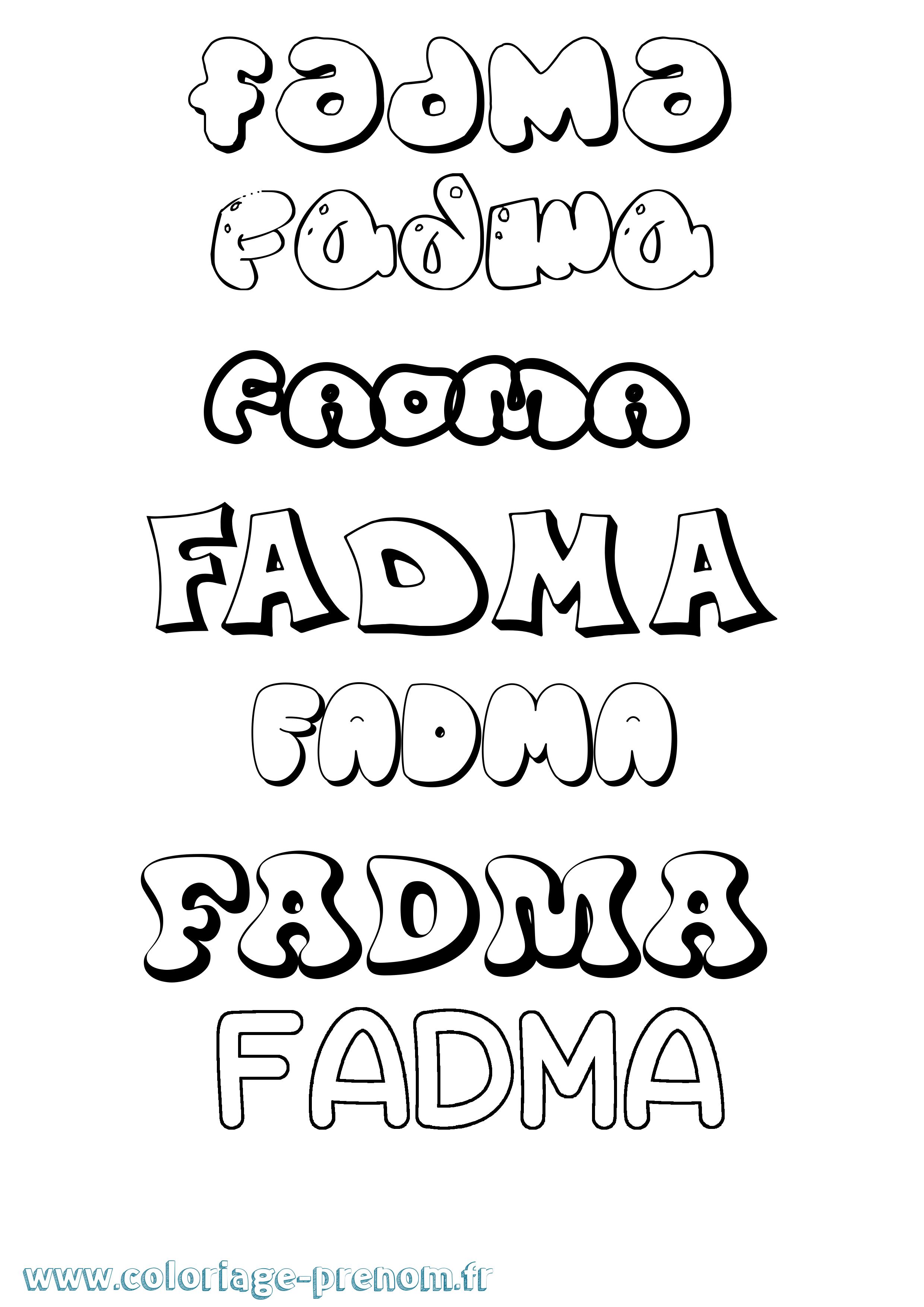 Coloriage prénom Fadma Bubble