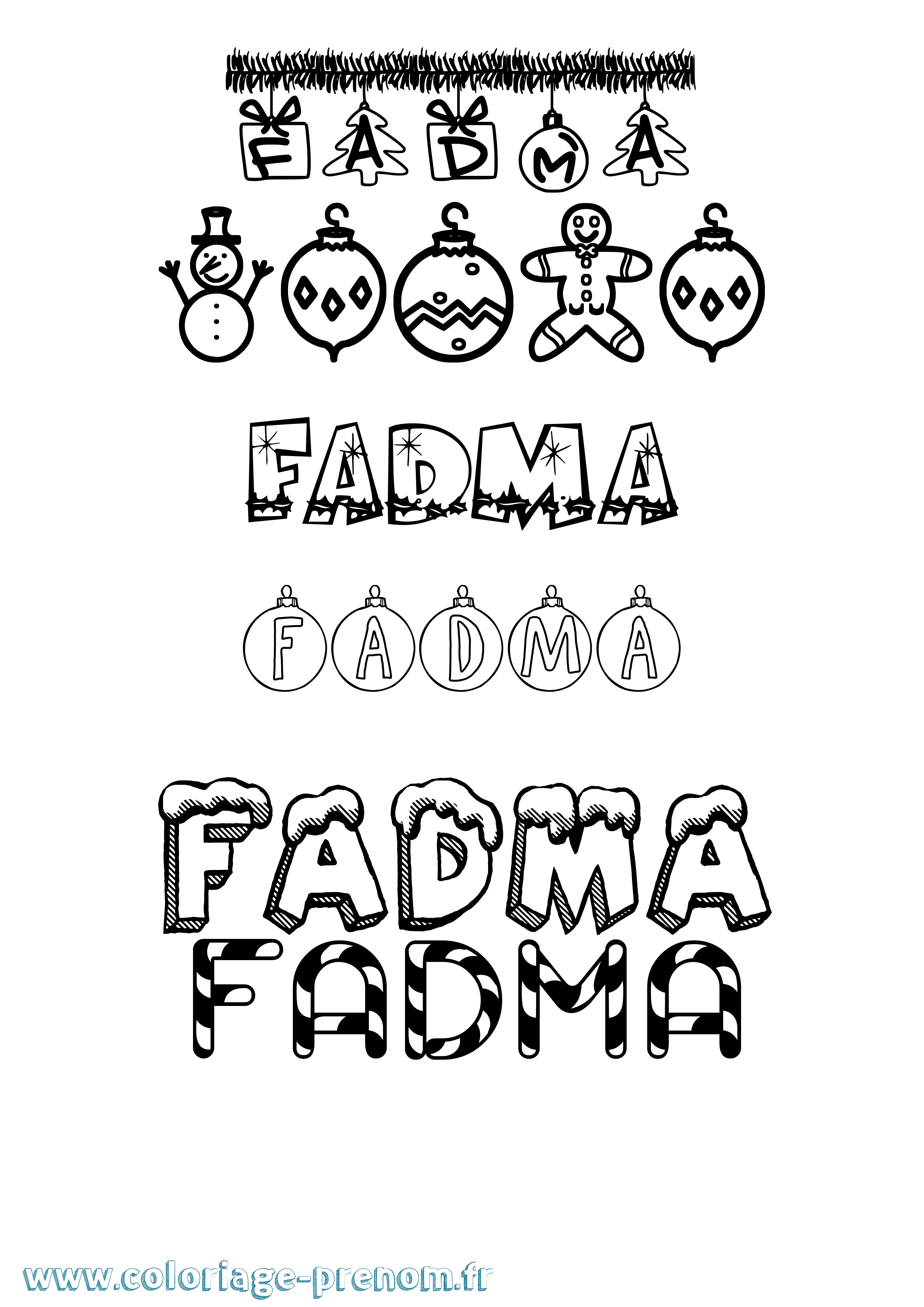 Coloriage prénom Fadma Noël