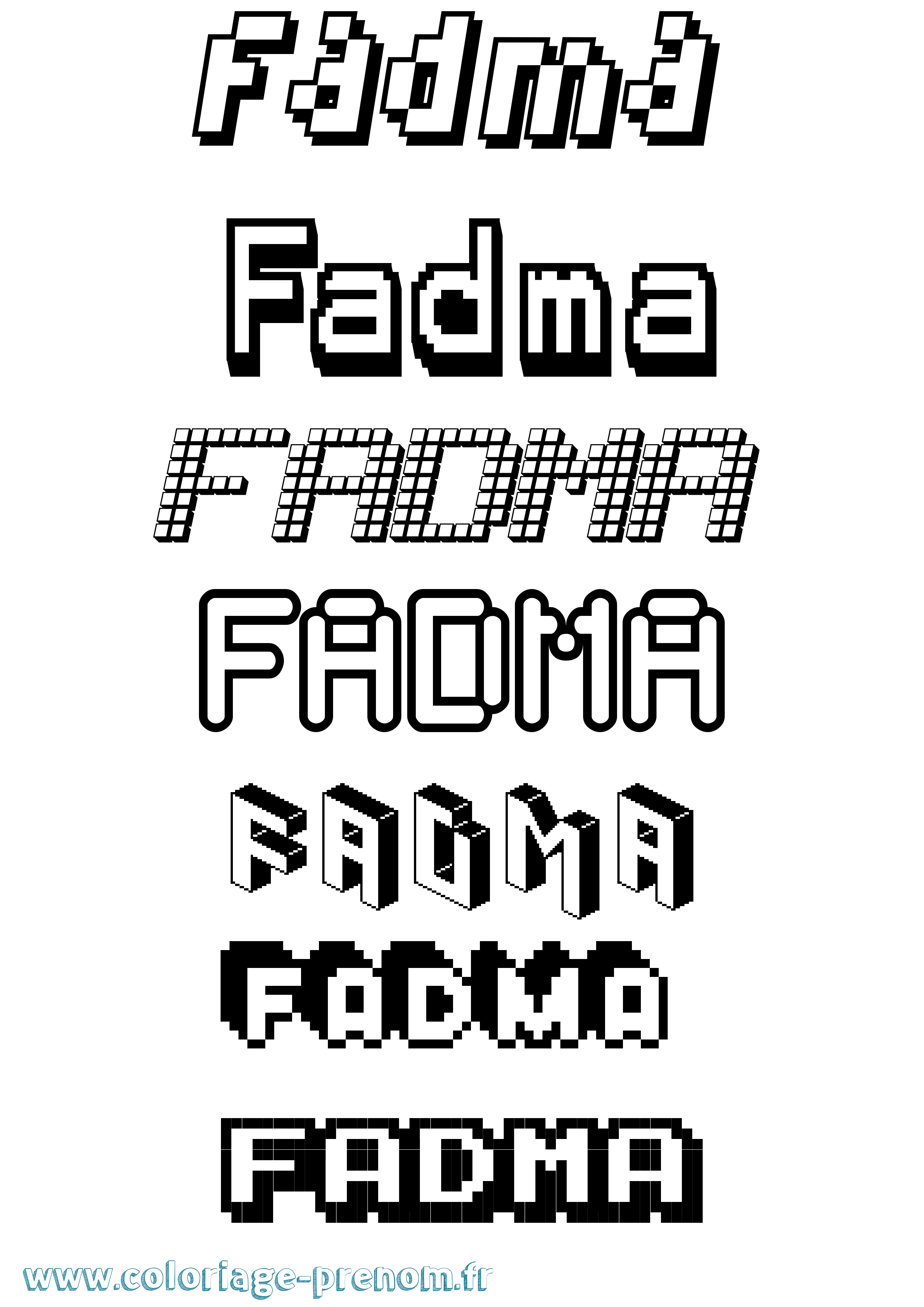 Coloriage prénom Fadma Pixel