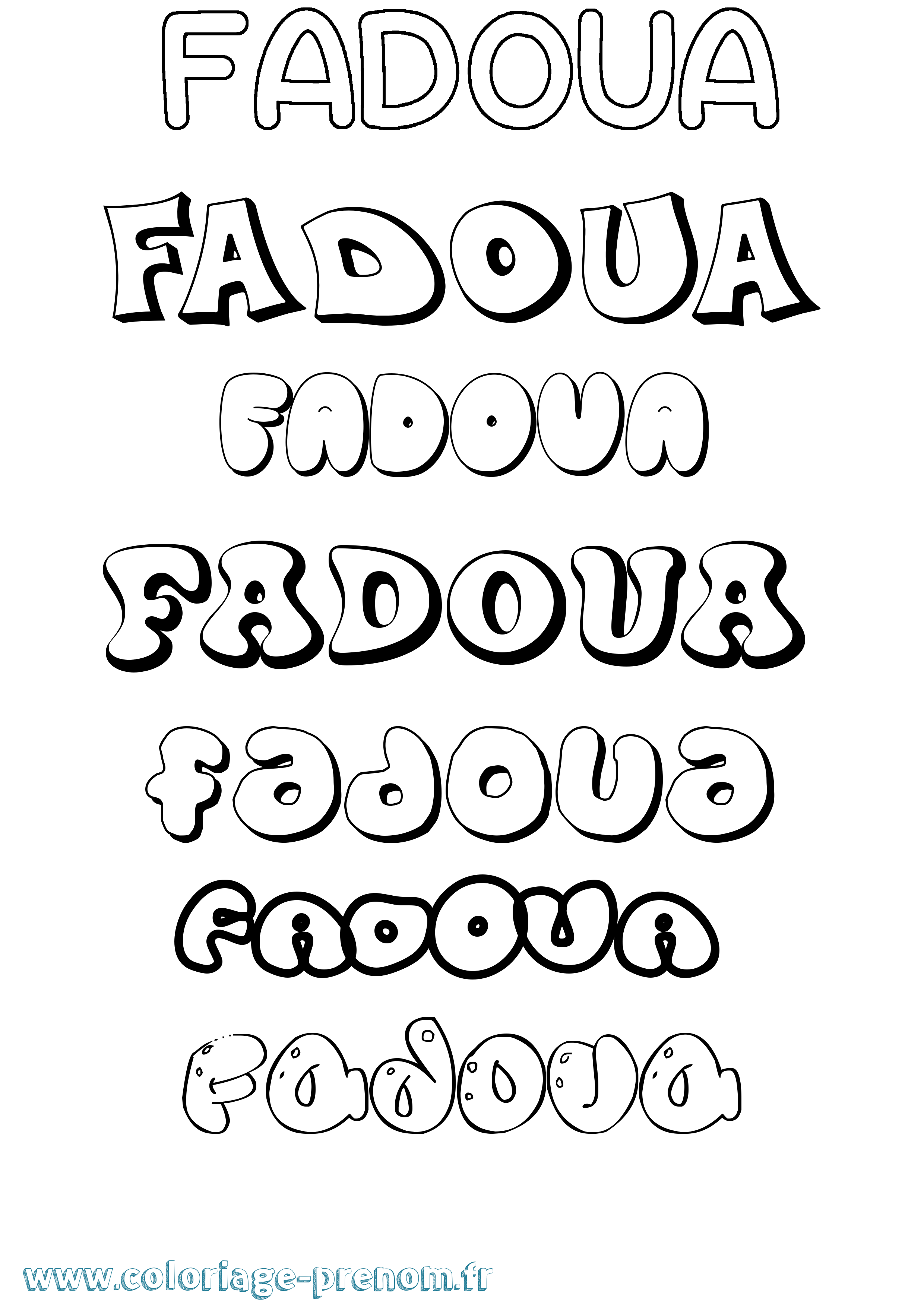 Coloriage Fadoua Bubble Coloriage prénom Fadoua Bubble