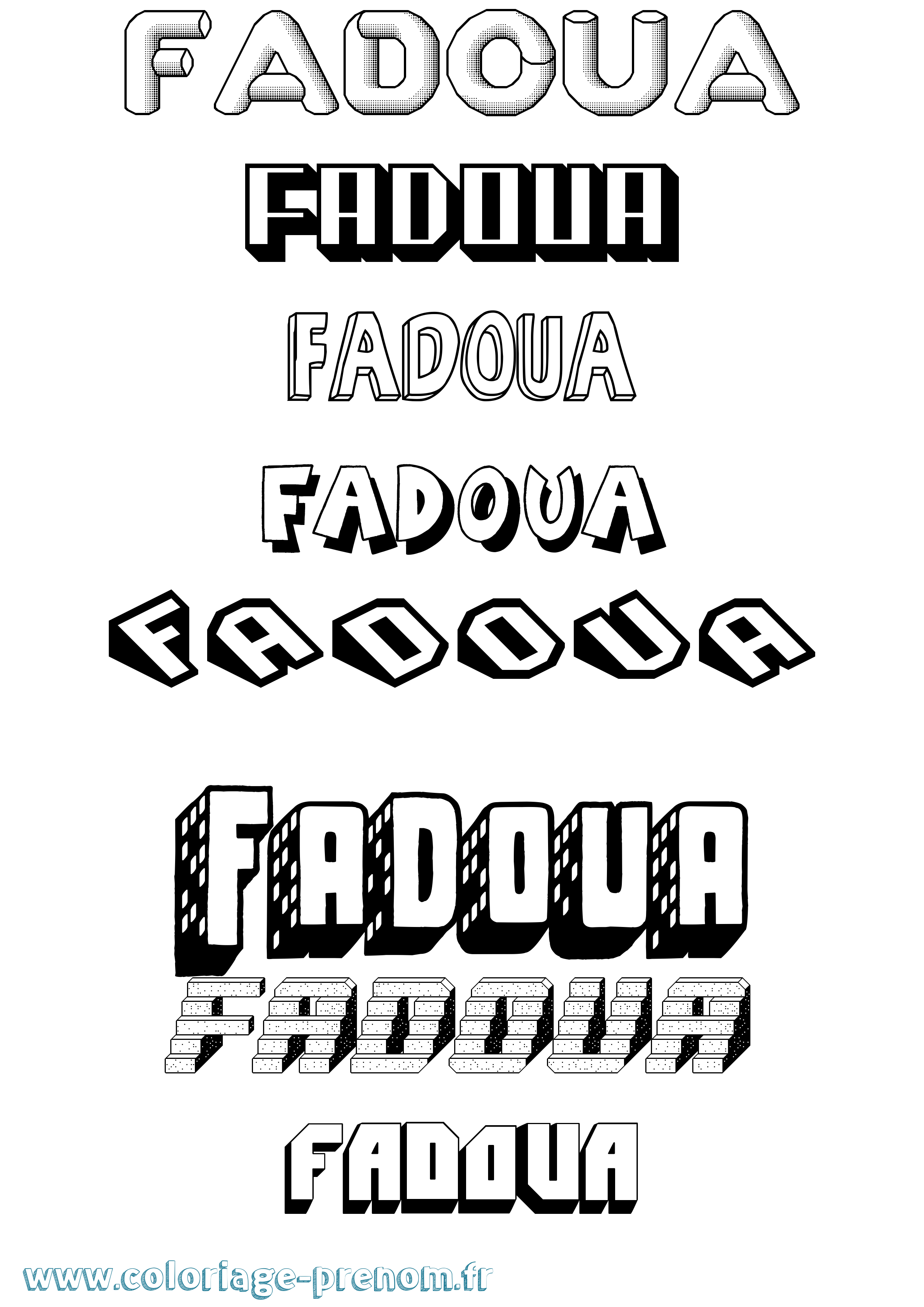 Coloriage Fadoua Effet 3D Coloriage prénom Fadoua Effet 3D