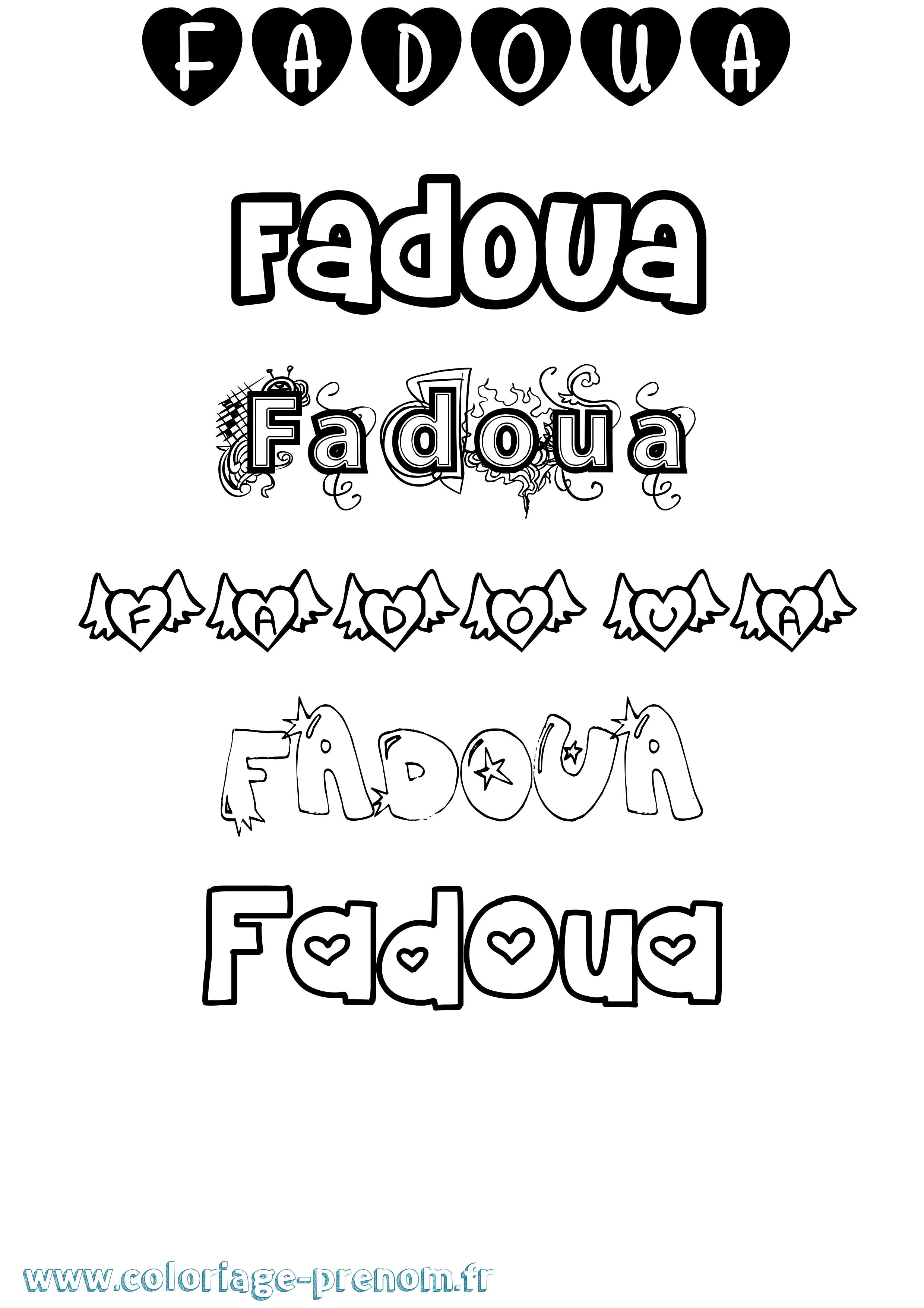 Coloriage Fadoua Girly Coloriage prénom Fadoua Girly