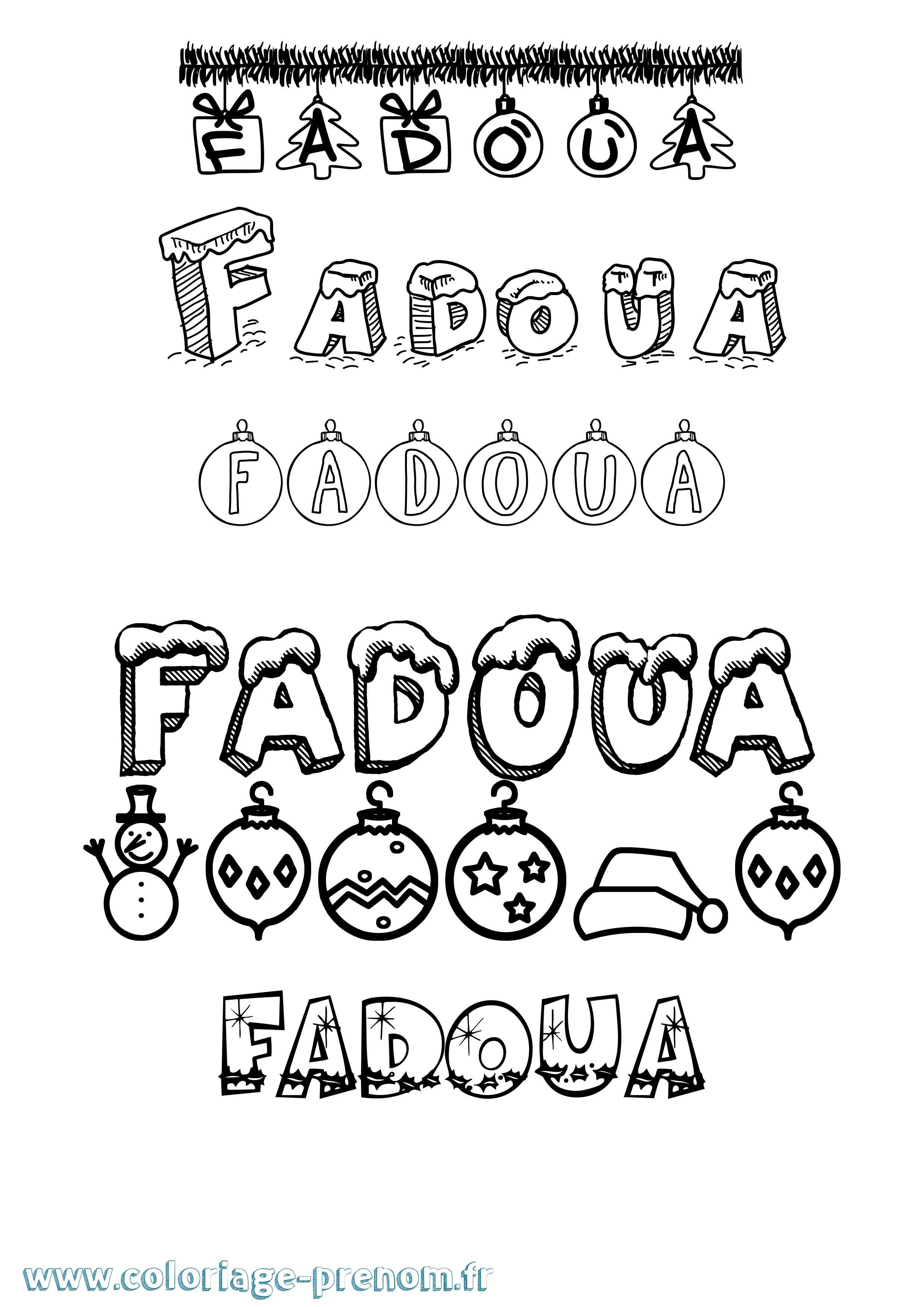 Coloriage Fadoua Noël Coloriage prénom Fadoua Noël
