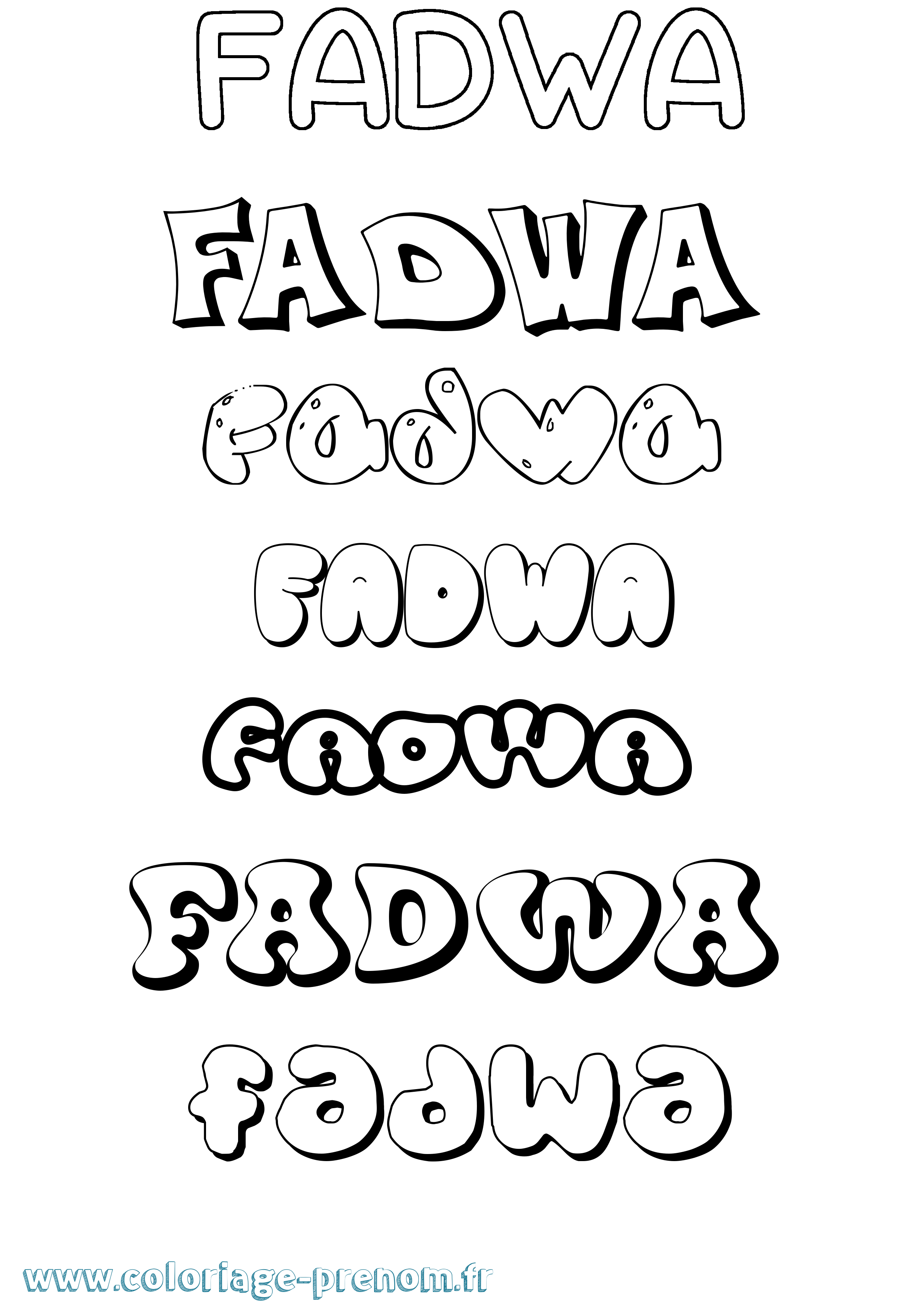 Coloriage Fadwa Bubble Coloriage prénom Fadwa Bubble