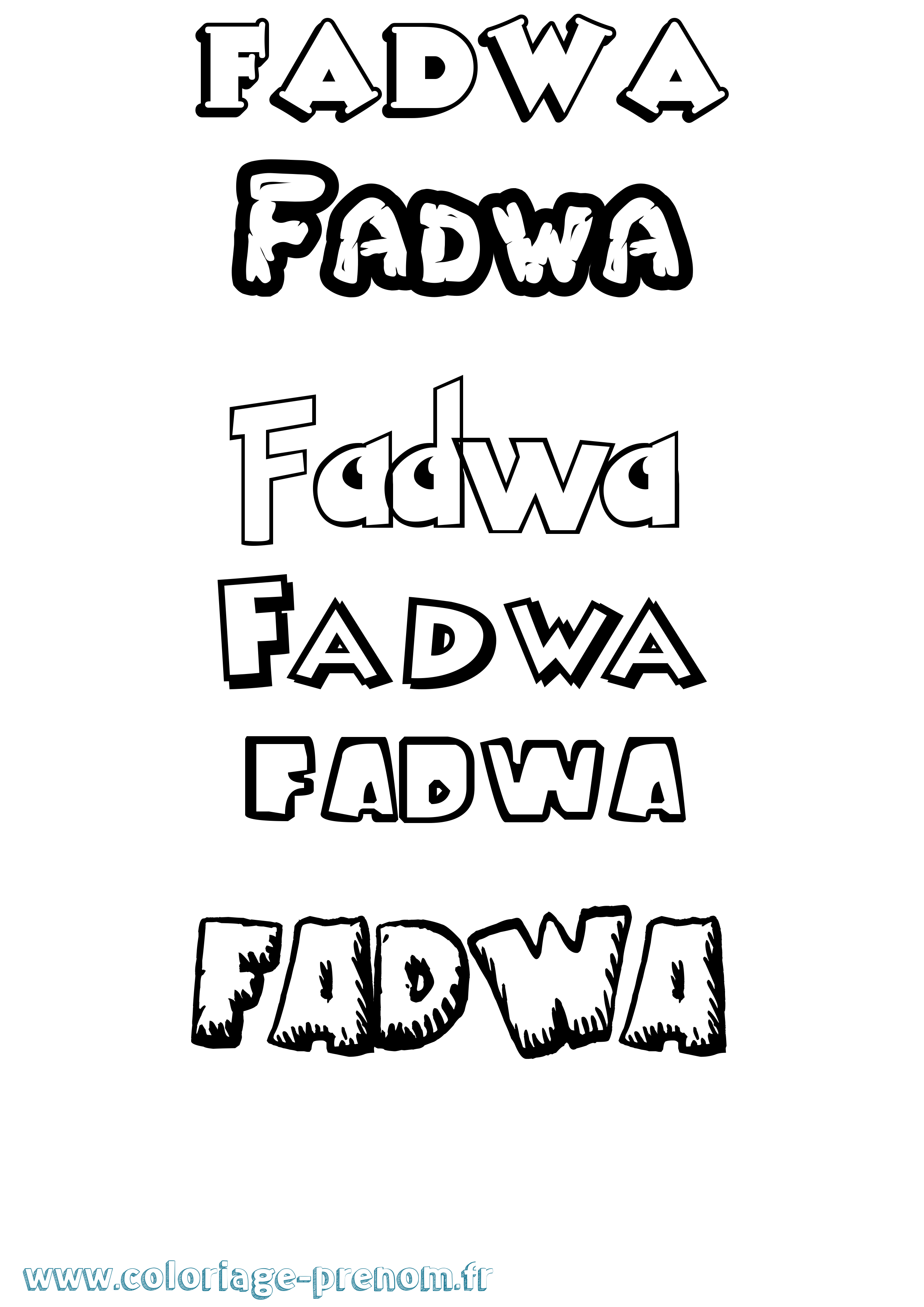 Coloriage Fadwa Dessin Animé Coloriage prénom Fadwa Dessin Animé