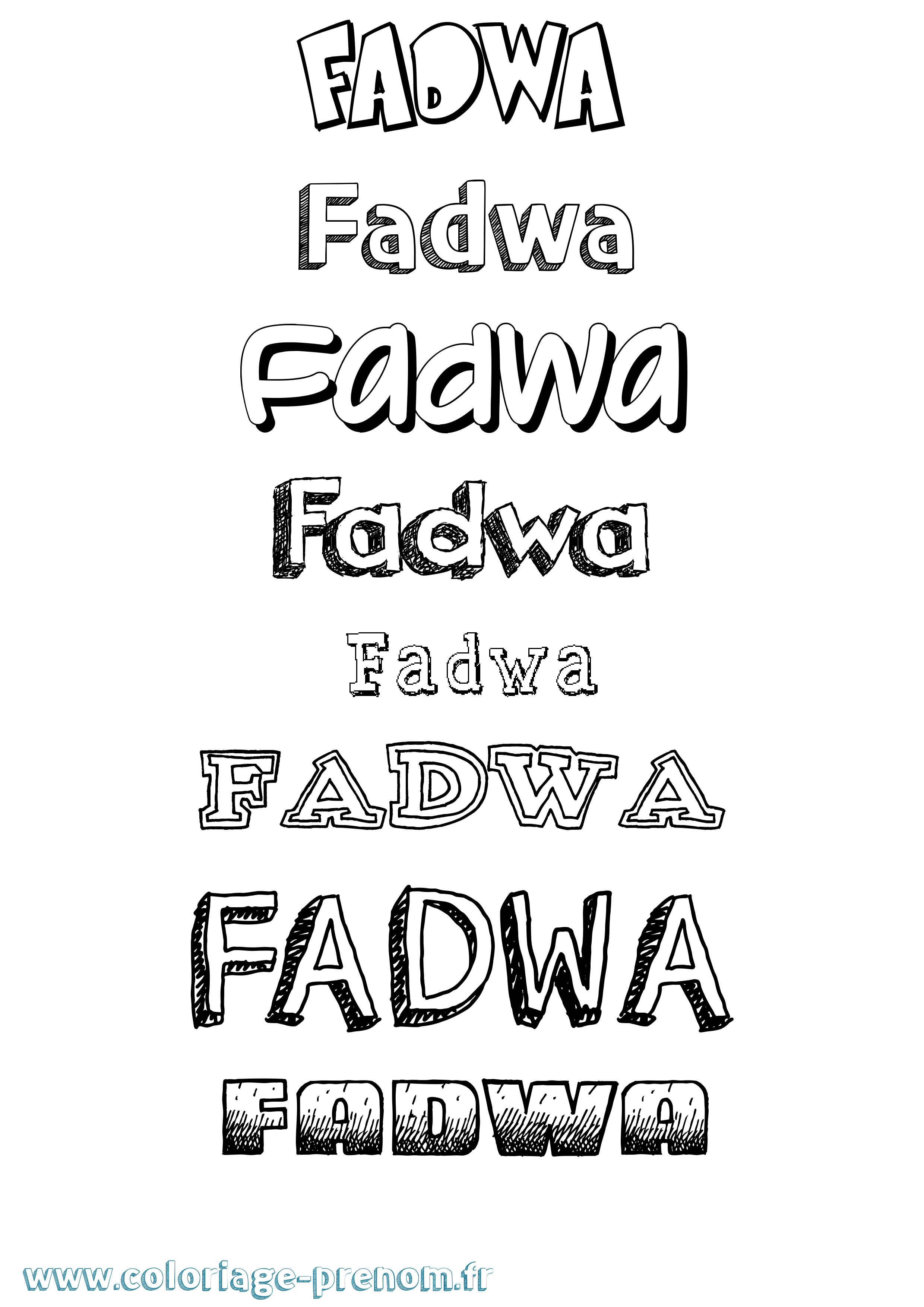 Coloriage Fadwa Dessiné Coloriage prénom Fadwa Dessiné