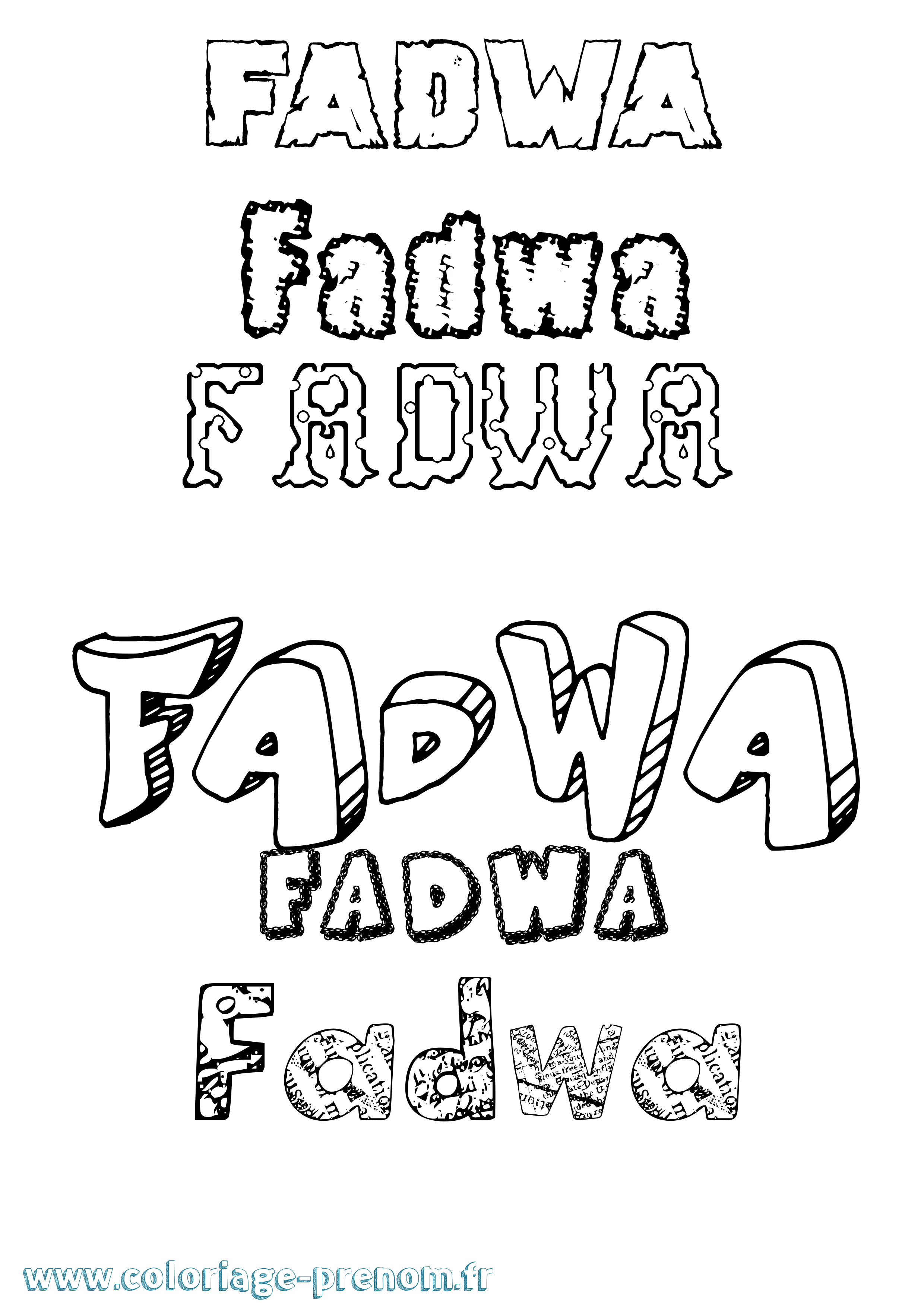 Coloriage Fadwa Destructuré Coloriage prénom Fadwa Destructuré