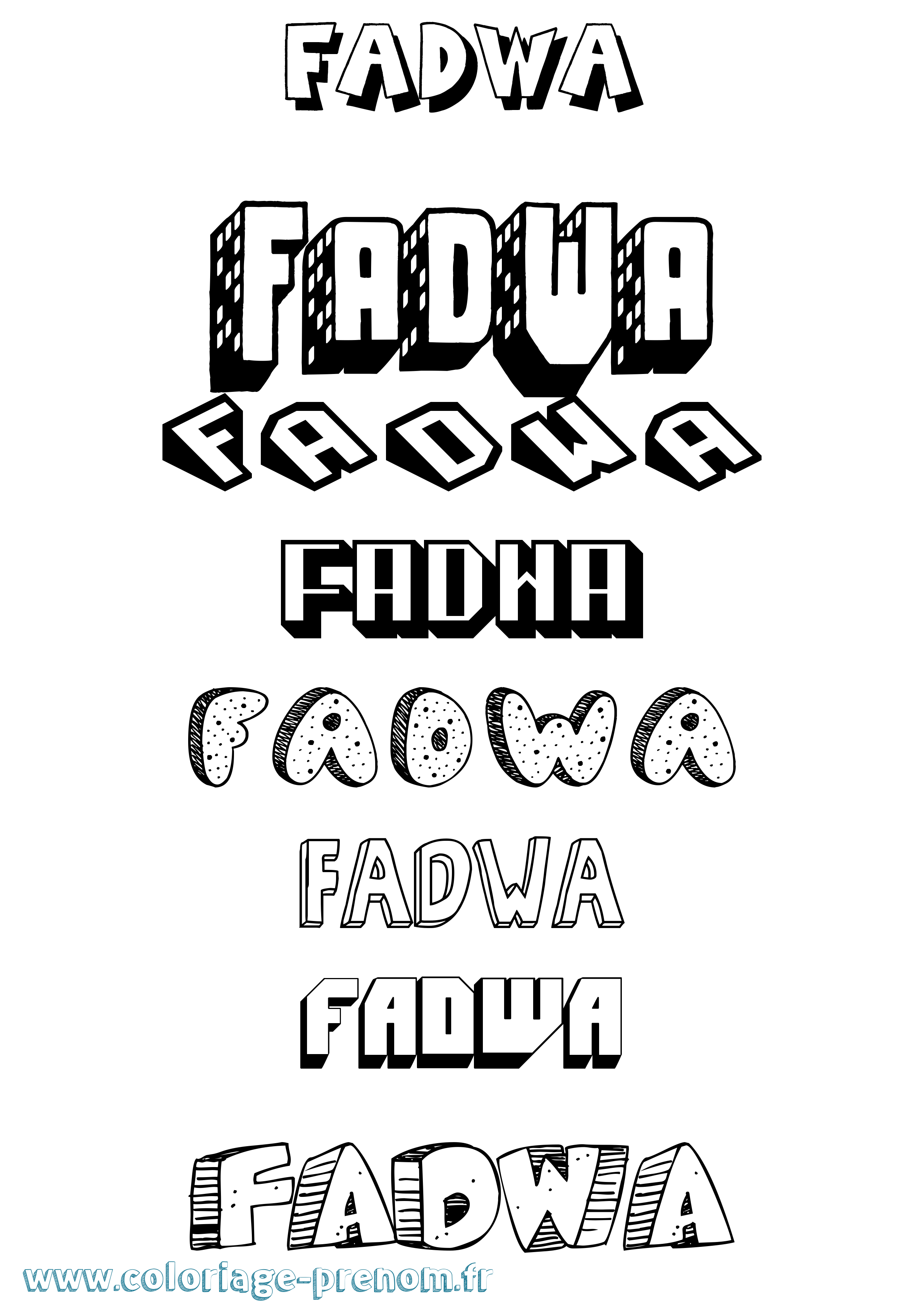 Coloriage Fadwa Effet 3D Coloriage prénom Fadwa Effet 3D