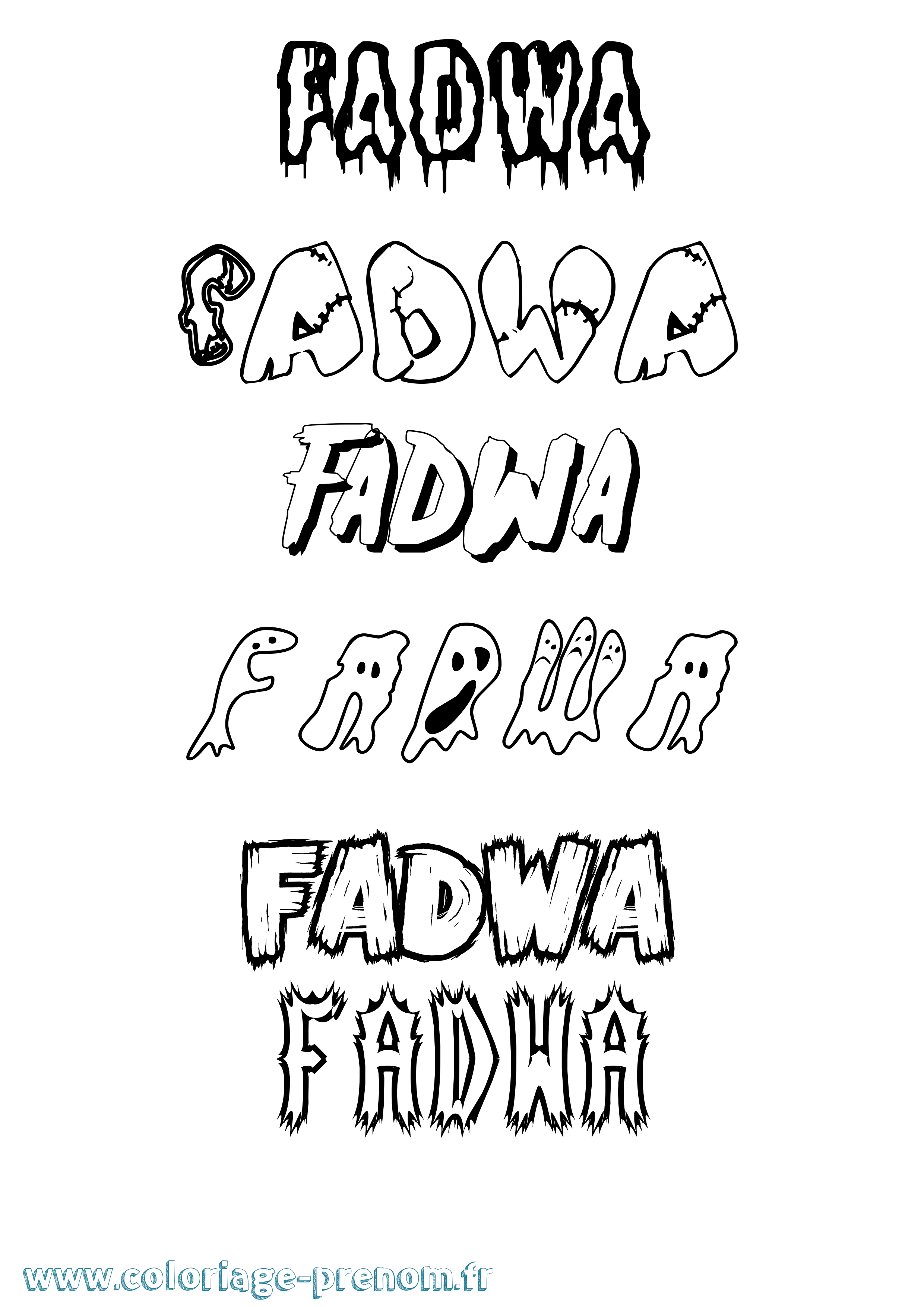 Coloriage Fadwa Frisson Coloriage prénom Fadwa Frisson