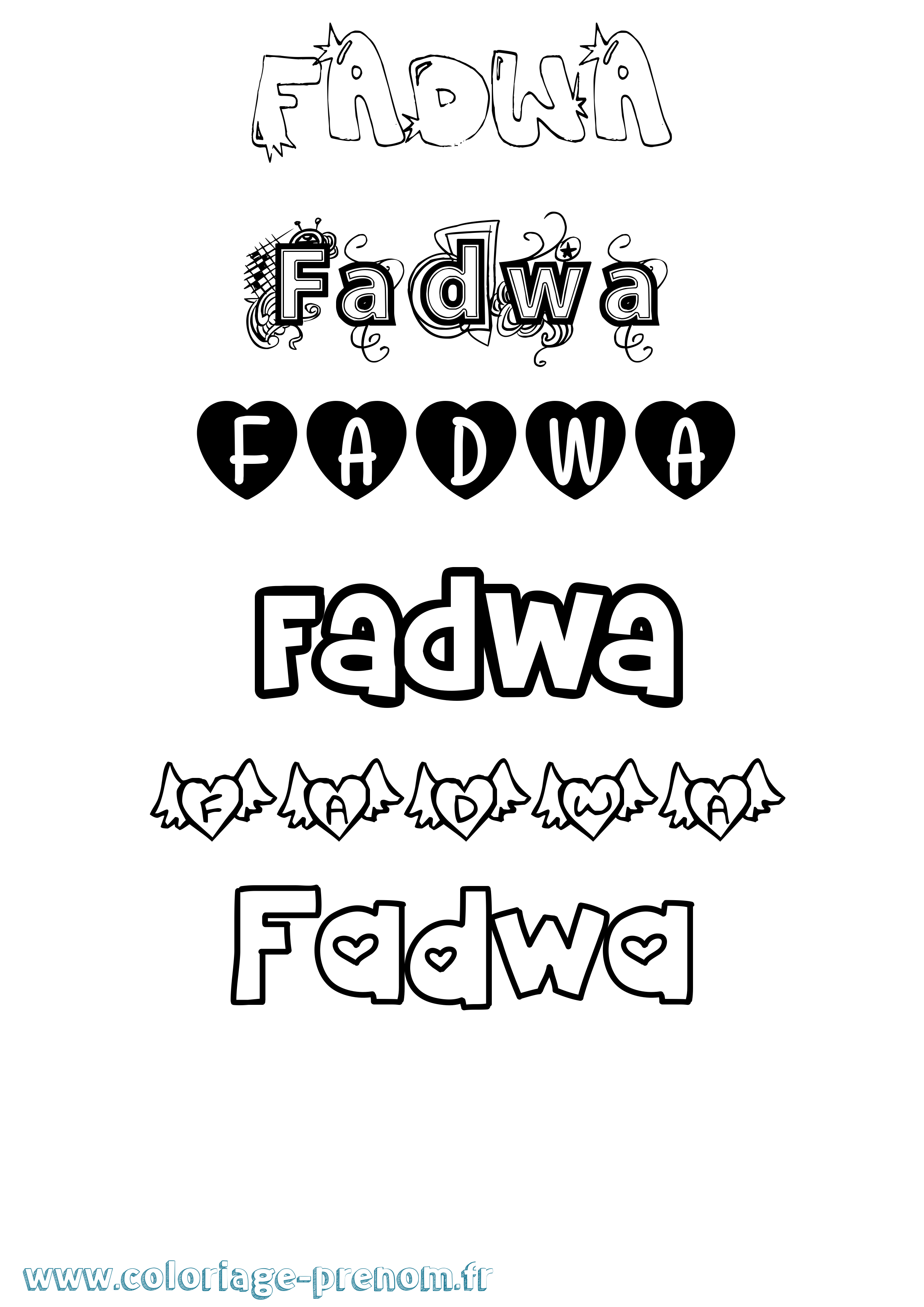 Coloriage Fadwa Girly Coloriage prénom Fadwa Girly