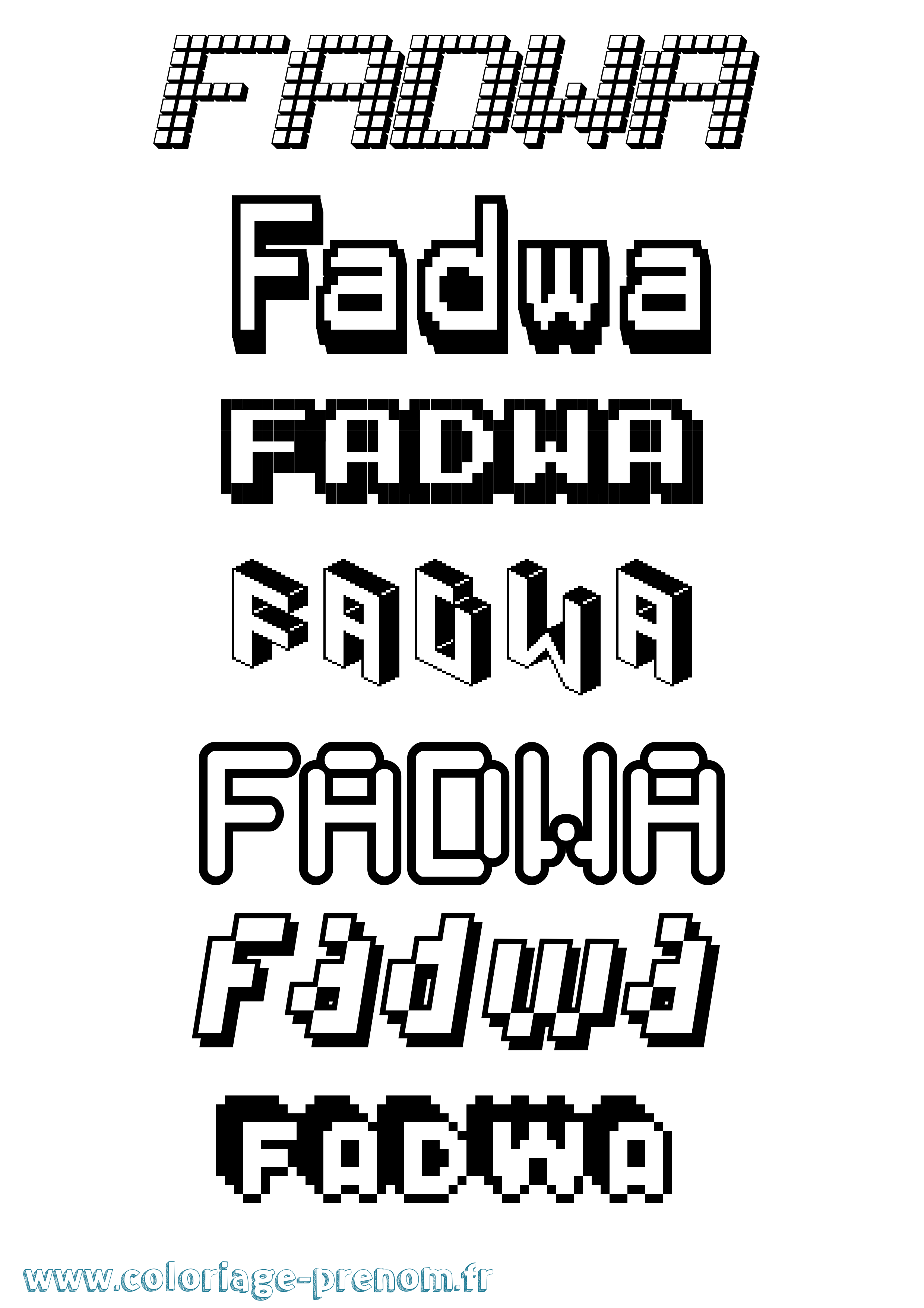 Coloriage Fadwa Pixel Coloriage prénom Fadwa Pixel