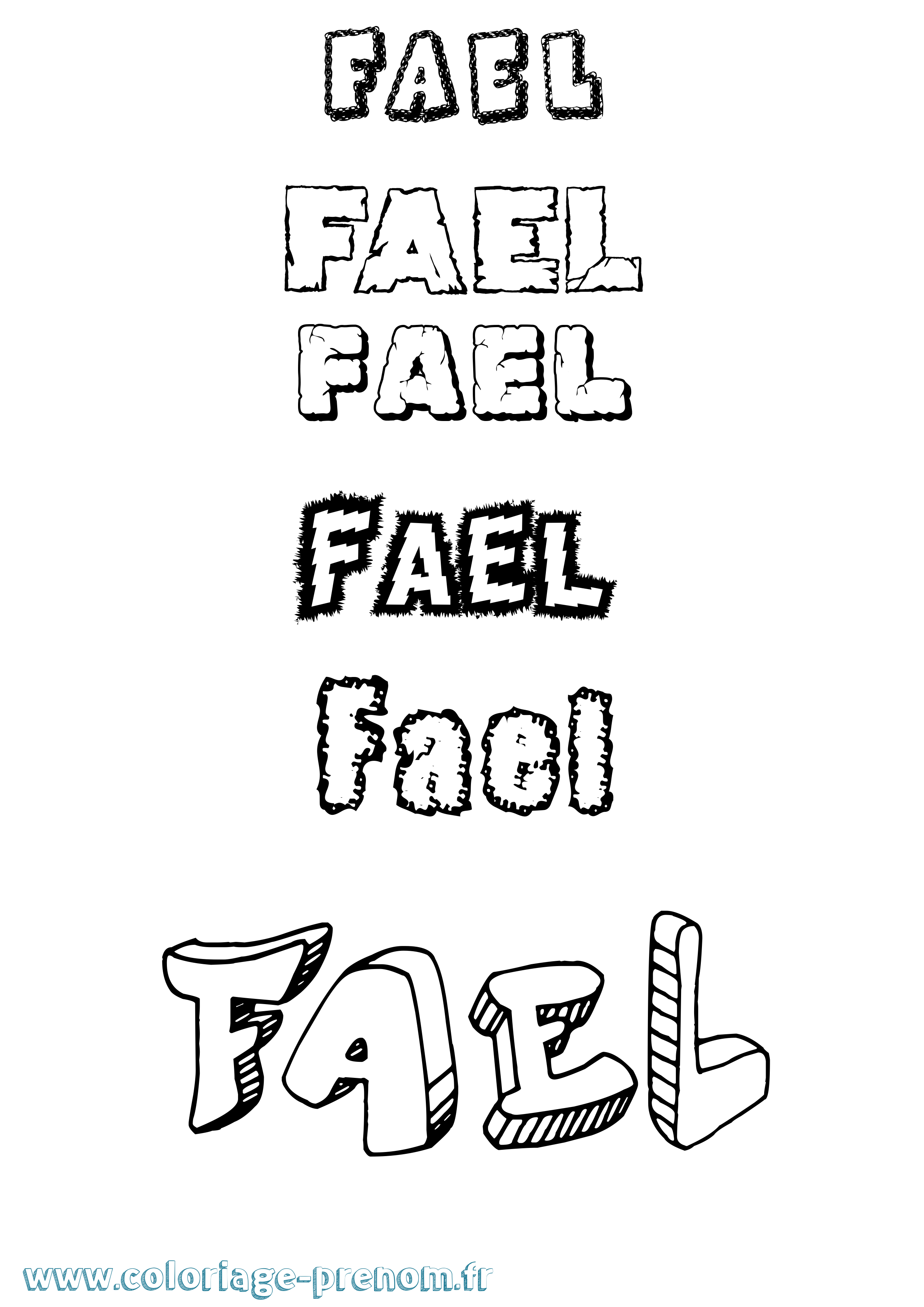 Coloriage Fael Destructuré Coloriage prénom Fael Destructuré